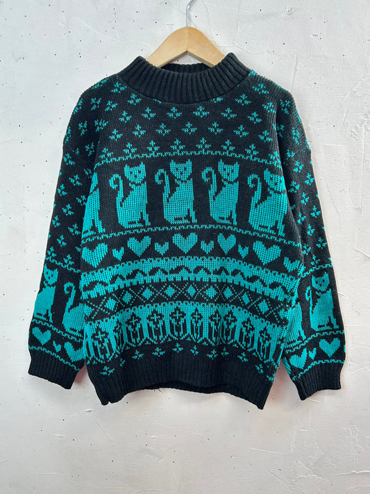 ’80s Vintage Fancy Knit Sweater 〜ADELE〜［L29189]