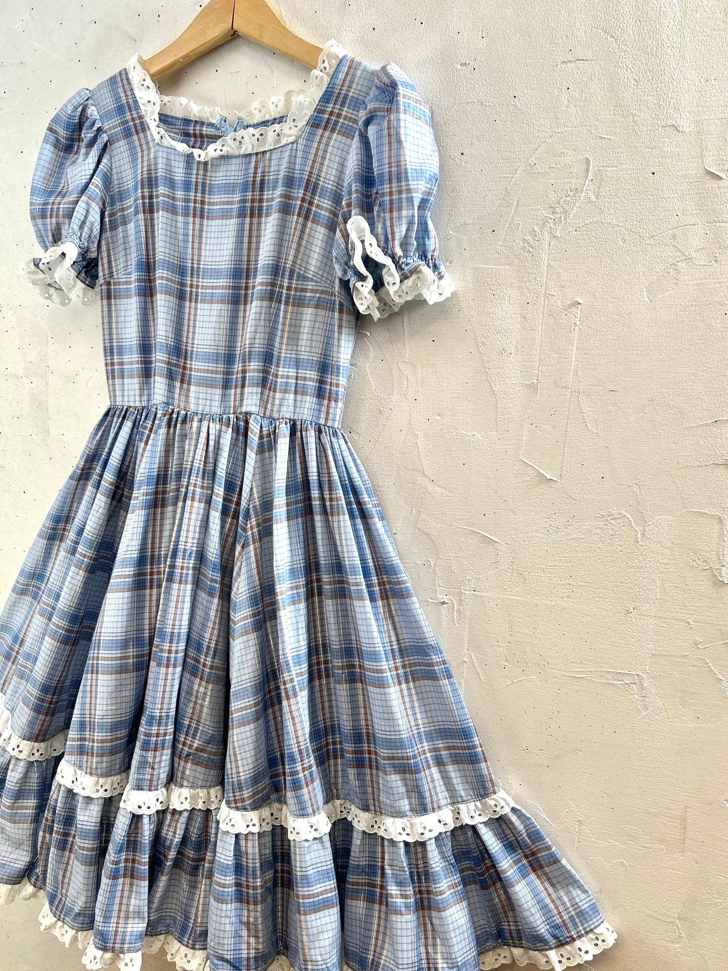 '70s Vintage plaid Dress [E30249]