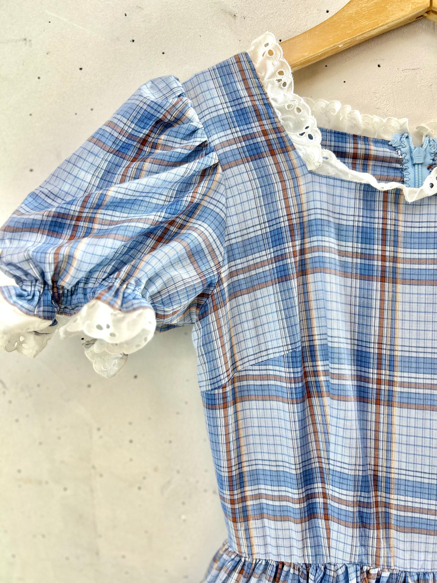 '70s Vintage plaid Dress [E30249]