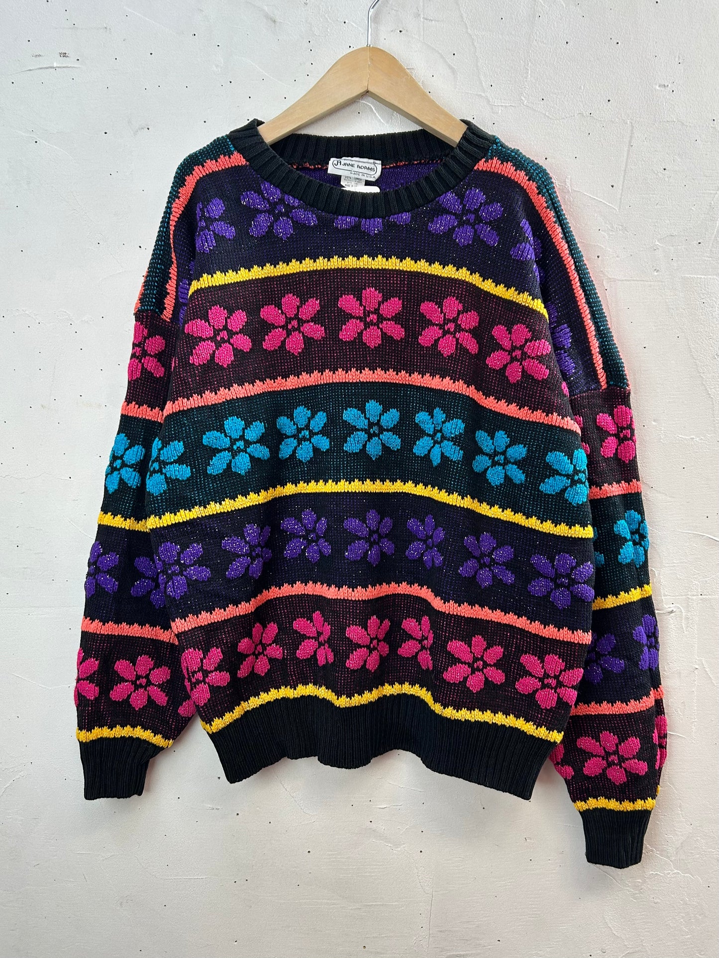 ’80s Vintage Fancy Knit Sweater MADE IN USA［L29191]