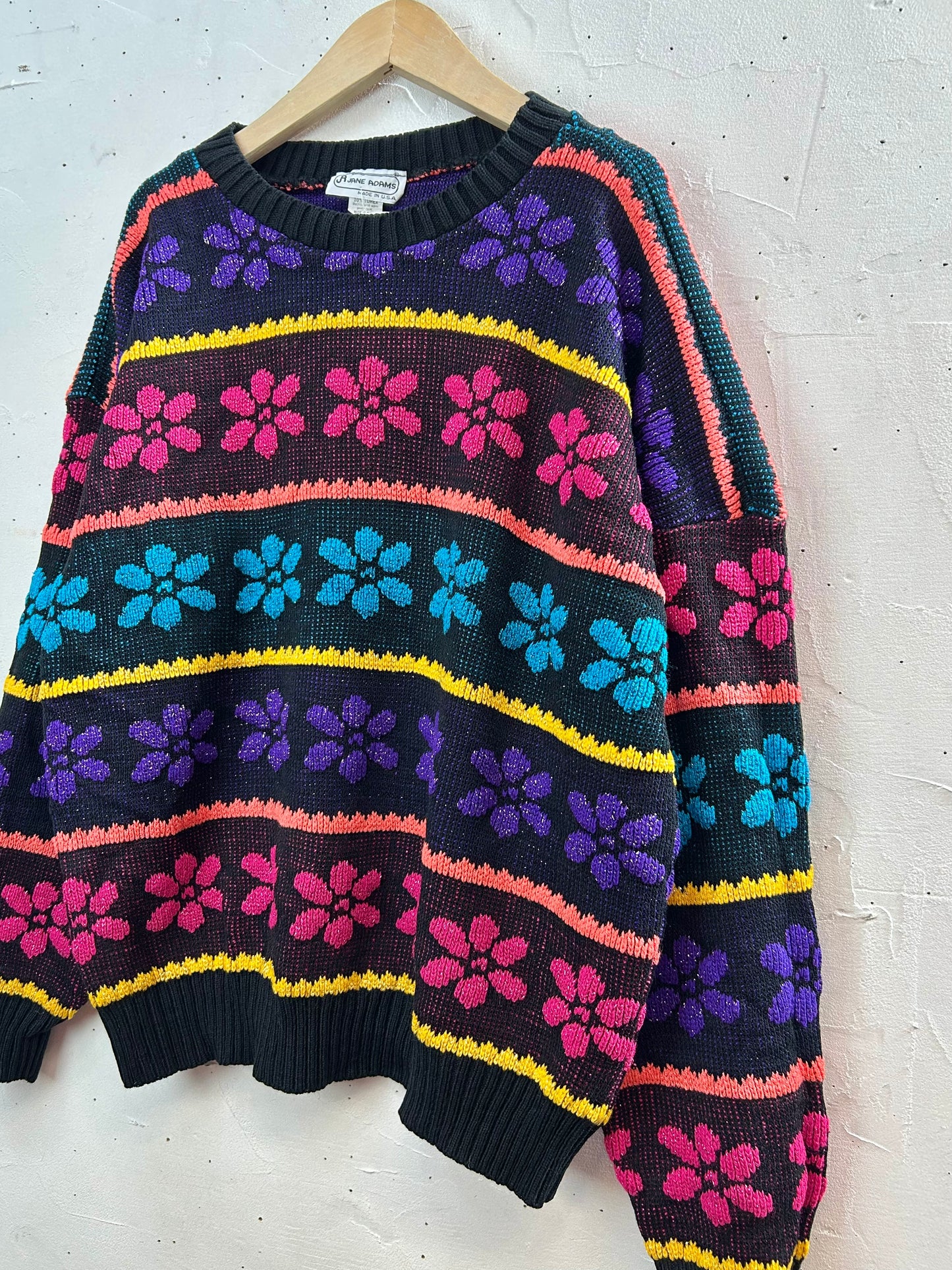 ’80s Vintage Fancy Knit Sweater MADE IN USA［L29191]