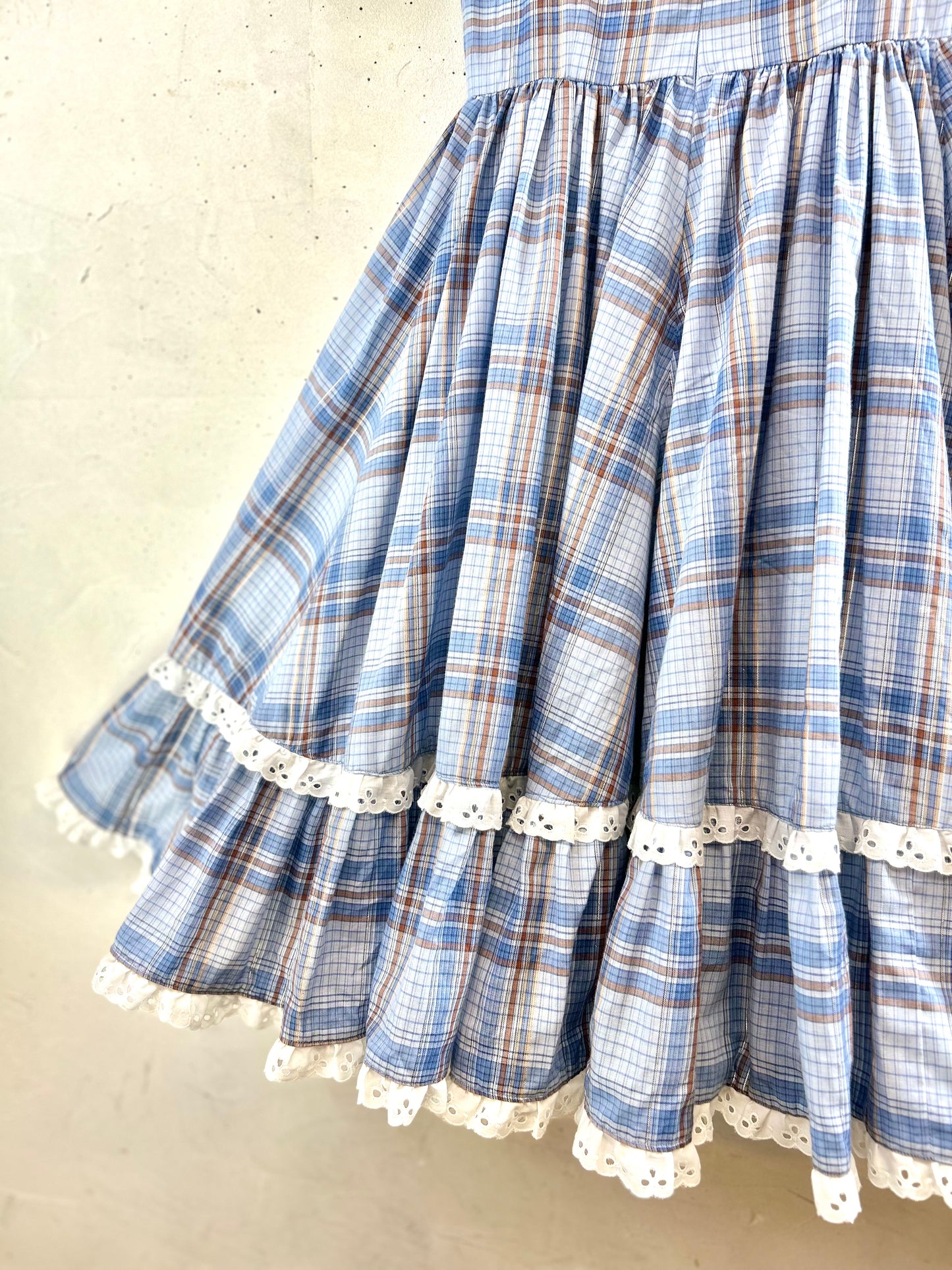'70s Vintage plaid Dress [E30249]