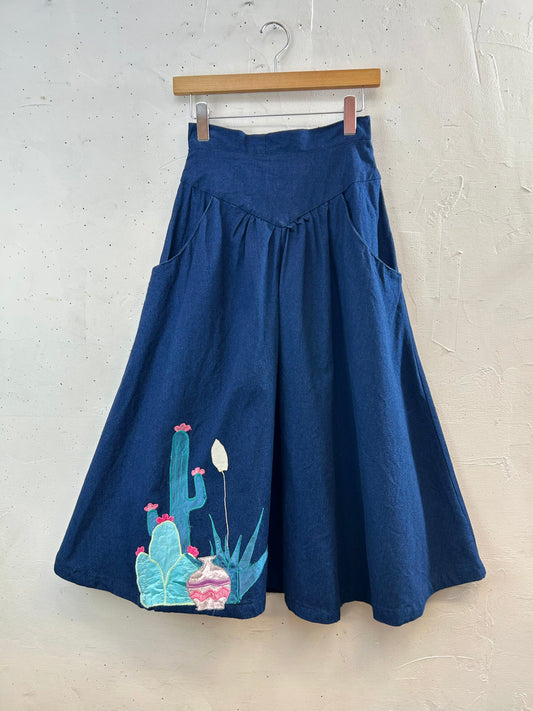 Vintage Denim Patch Skirt [D30045]