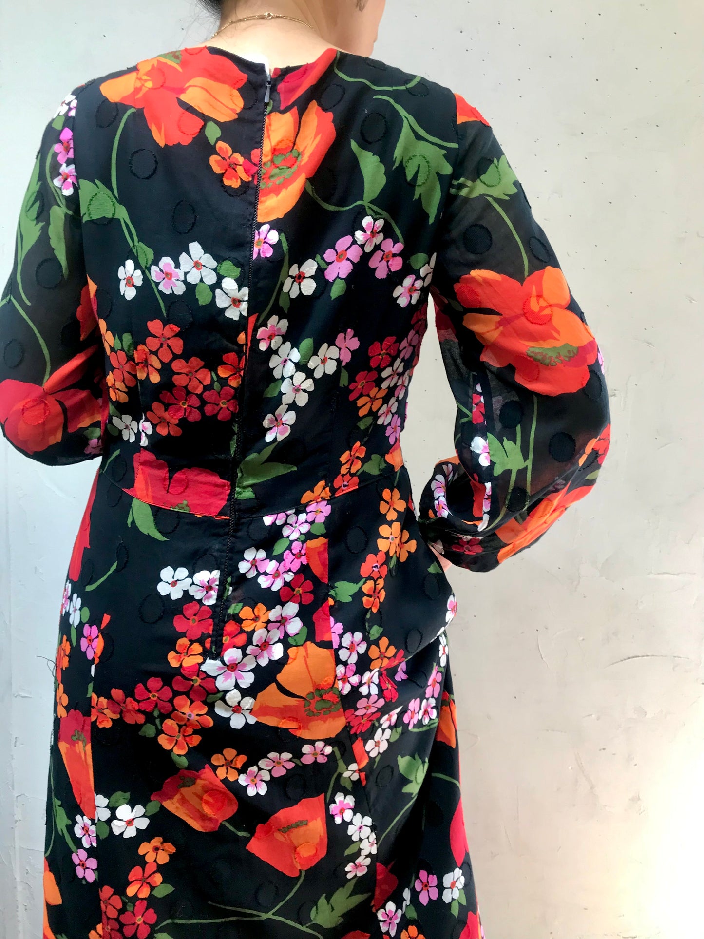 ’70s Vintage Flower Dress  [C19816]