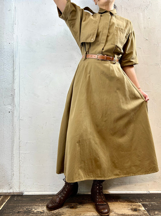 Vintage Safari Dress MADE IN USA [H28310]