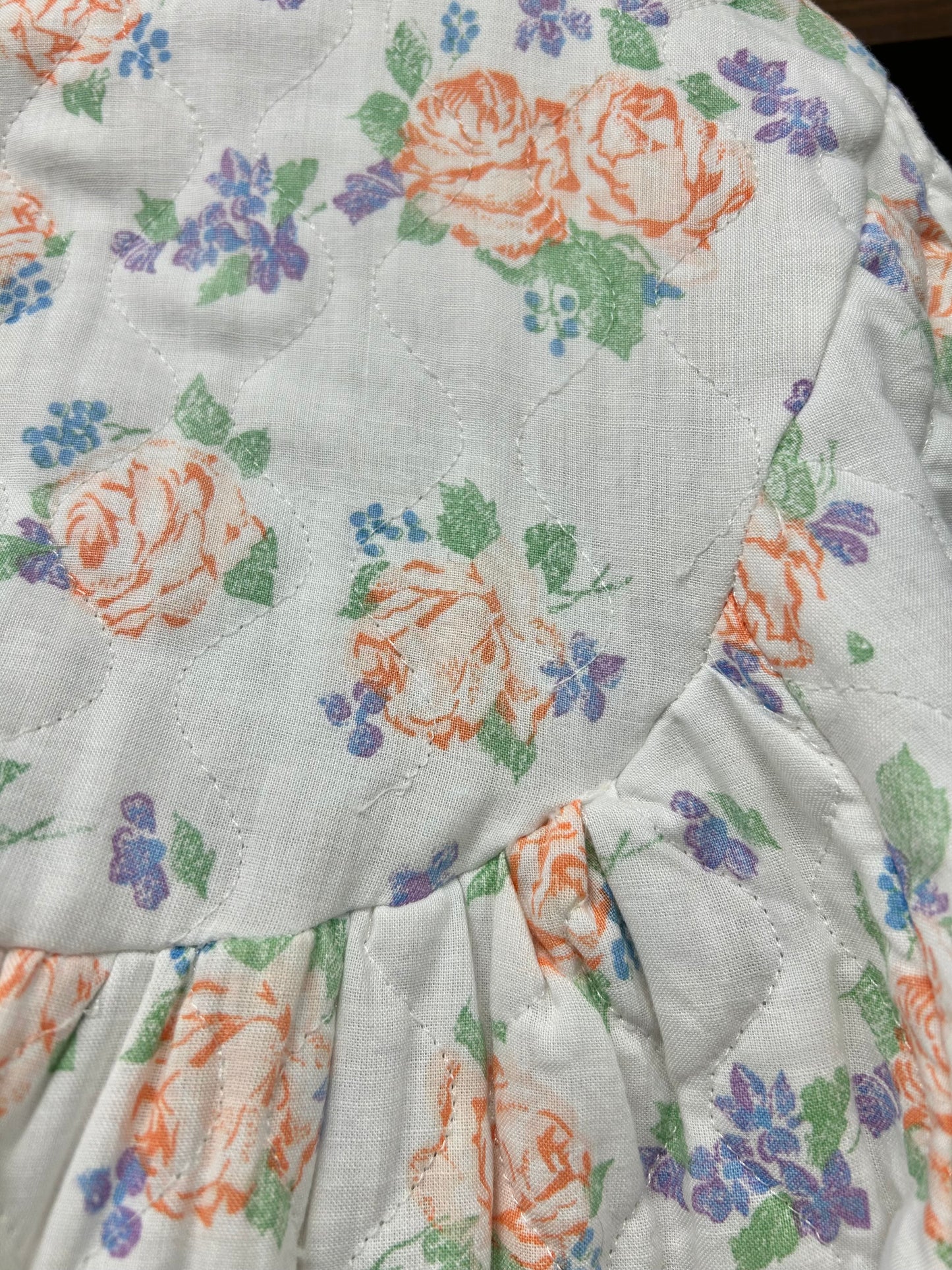 ’70s Vintage Quilting Gown FABRIQUE EN FRANCE [A29400]