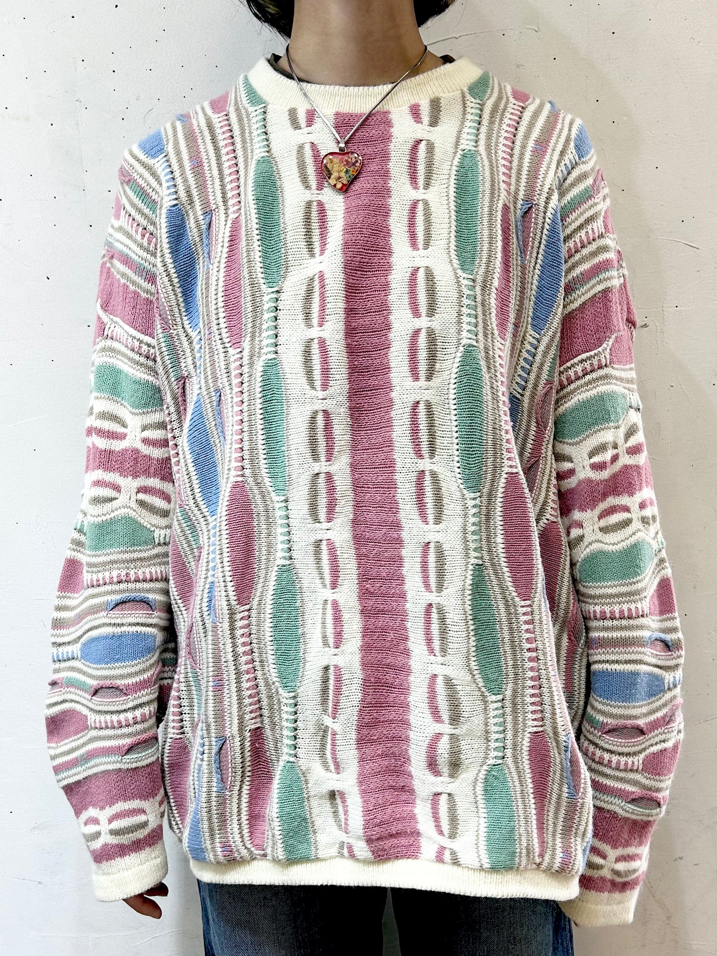 Vintage Crazy 3D Knit Sweater 〜MADE IN USA〜 [I25045]