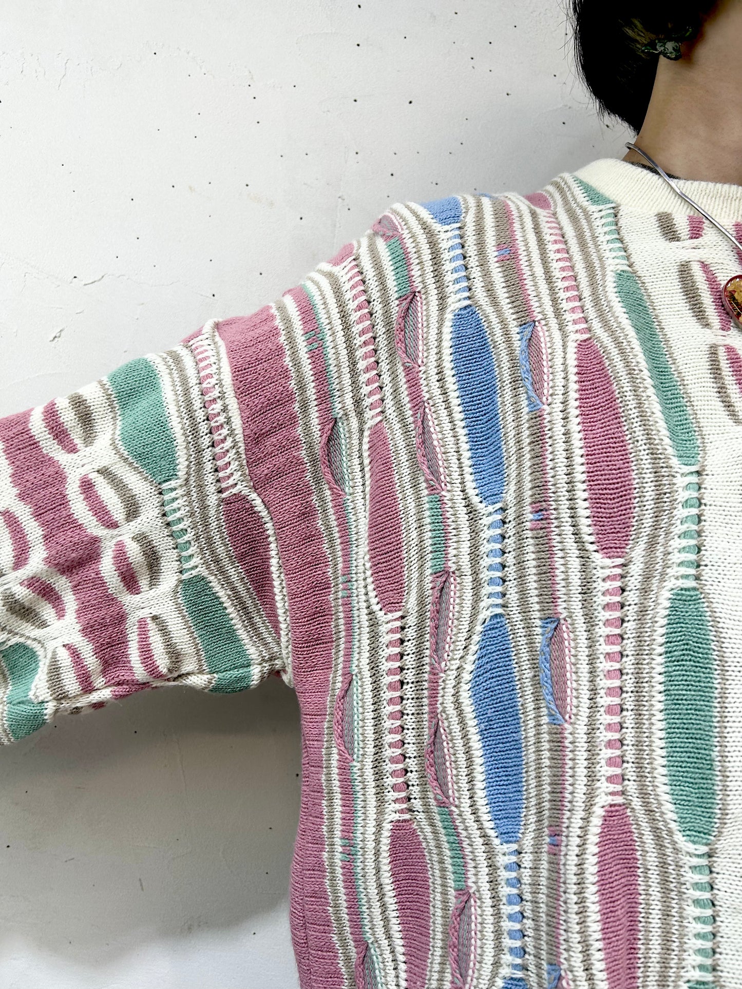 Vintage Crazy 3D Knit Sweater 〜MADE IN USA〜 [I25045]