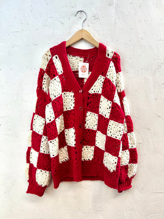 Vintage Granny Square Knit Cardigan [K28963]