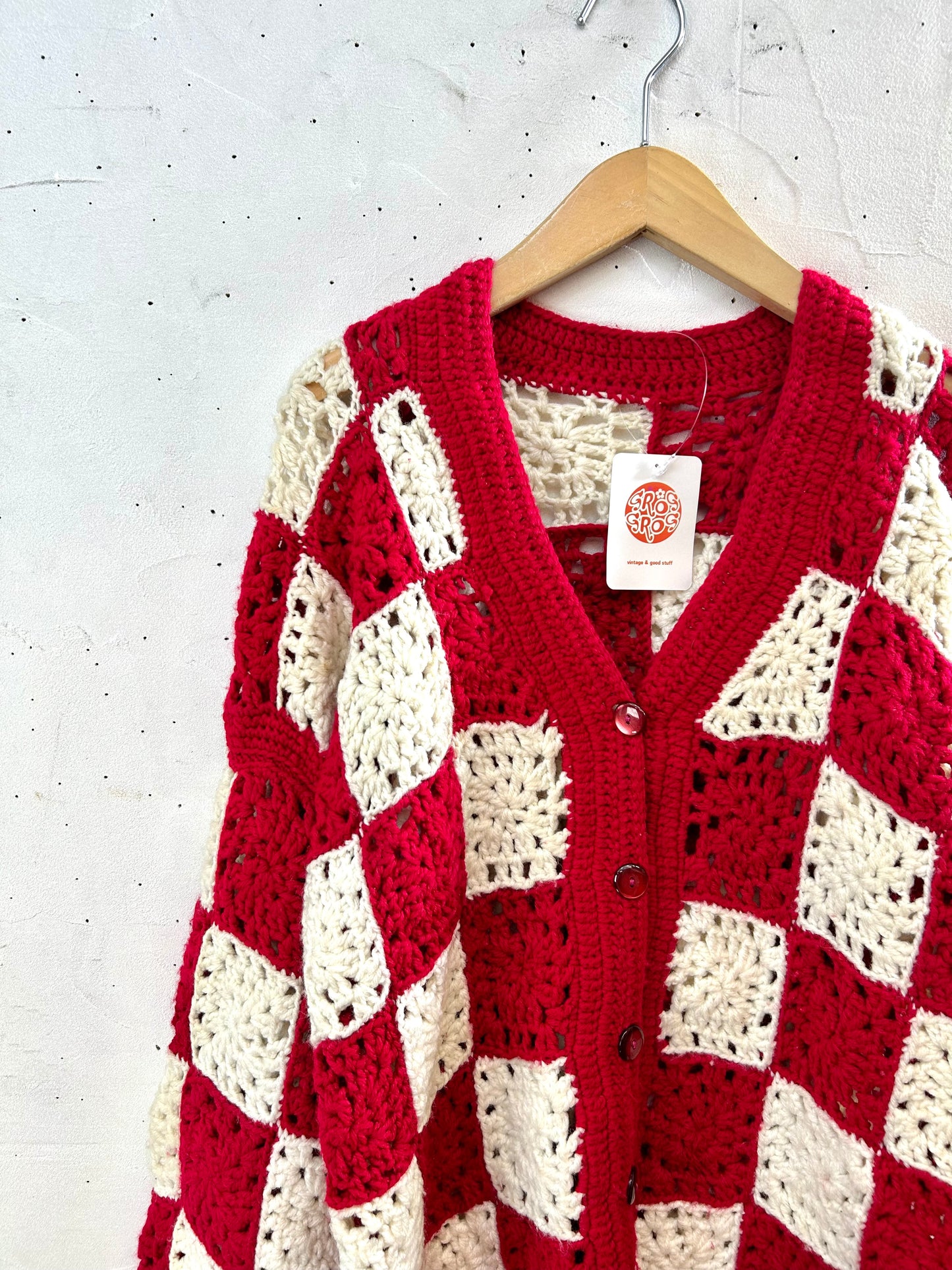 Vintage Granny Square Knit Cardigan [K28963]