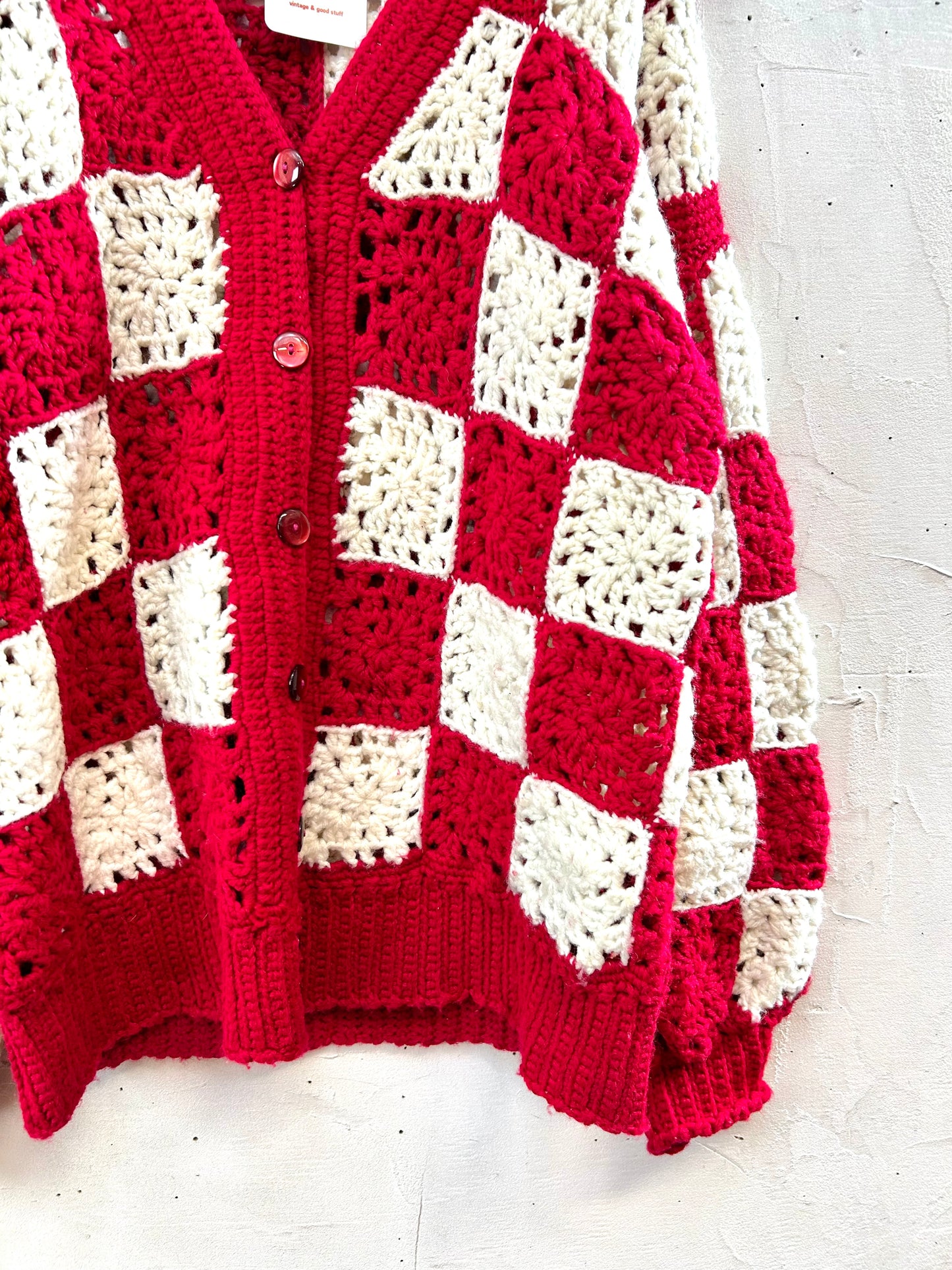 Vintage Granny Square Knit Cardigan [K28963]