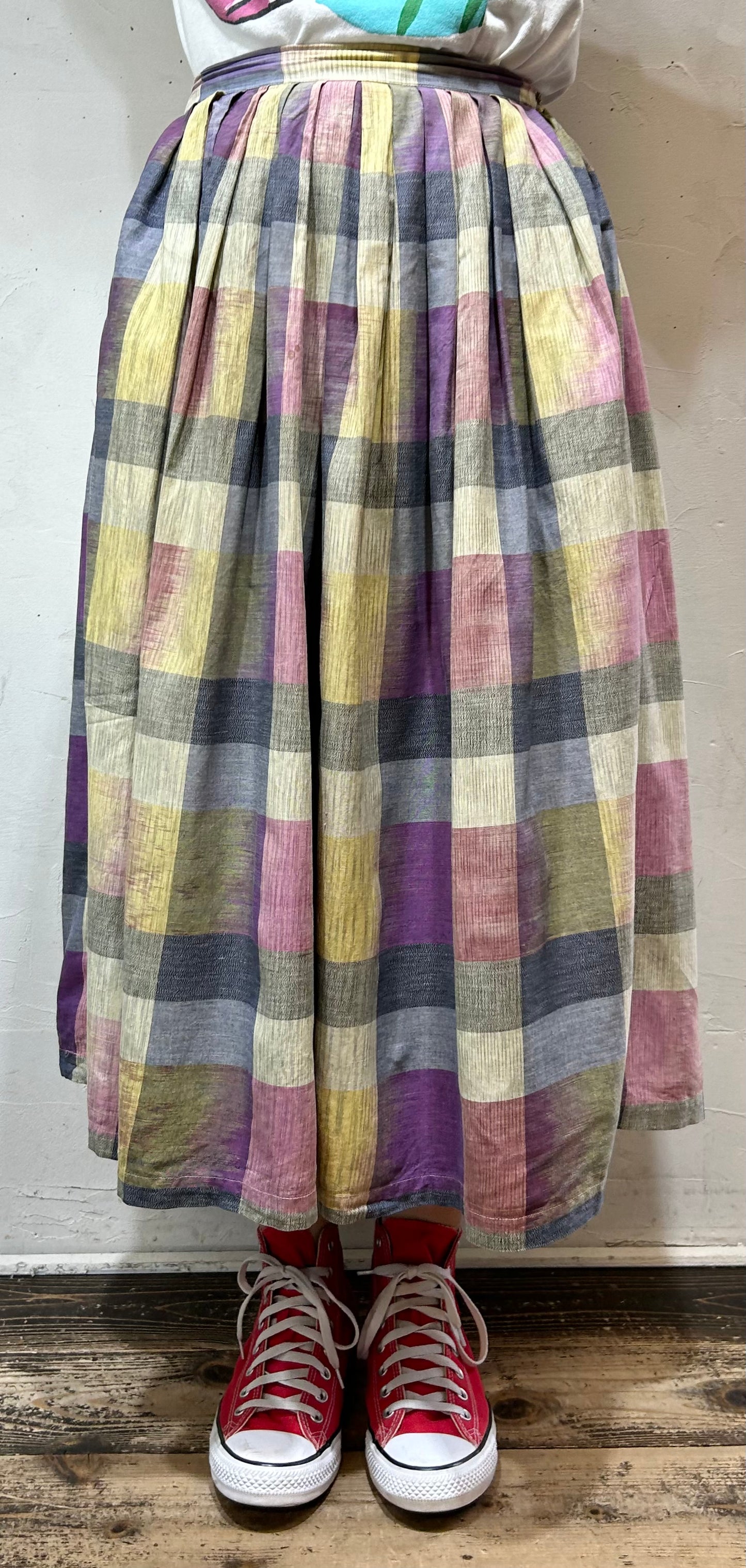 Vintage Plaid Cotton Skirt [C26613]