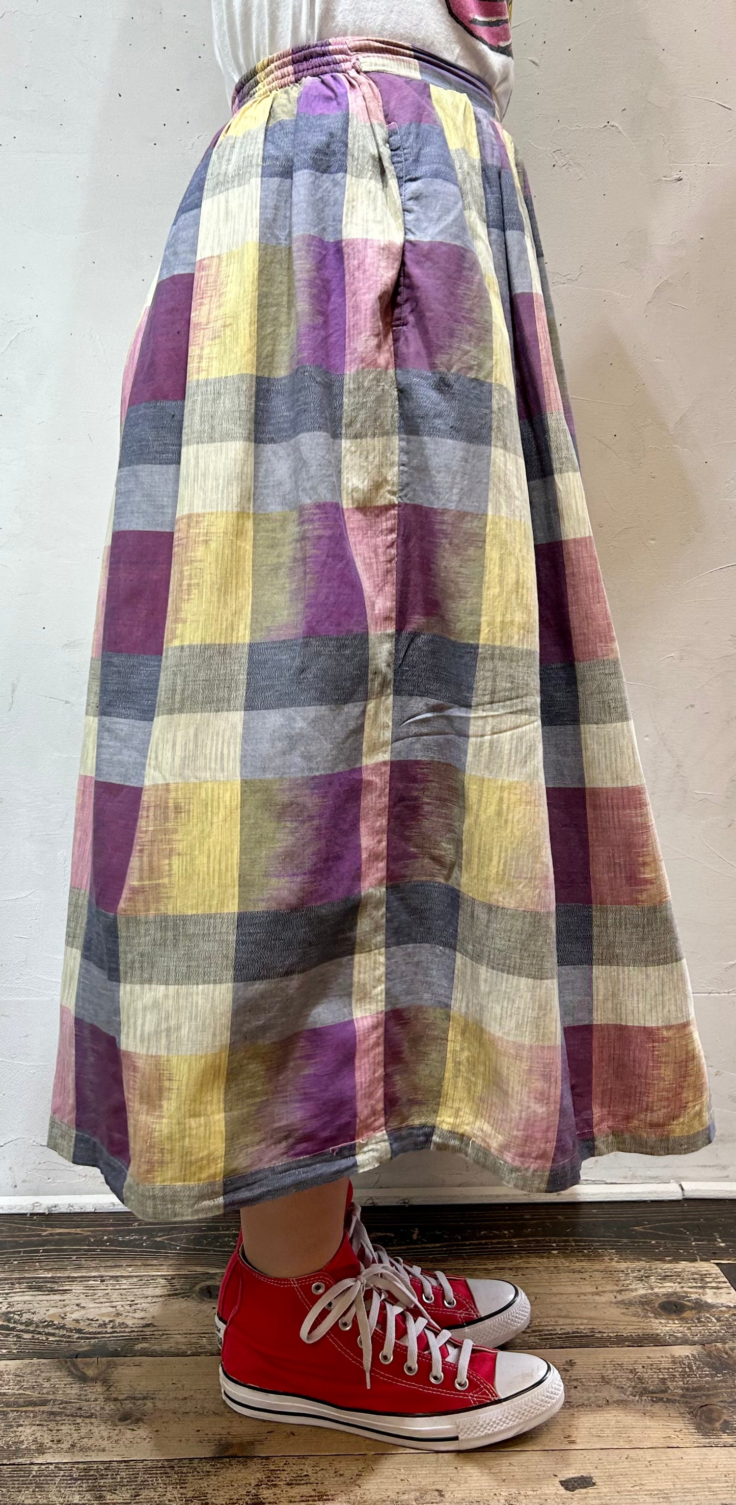 Vintage Plaid Cotton Skirt [C26613]