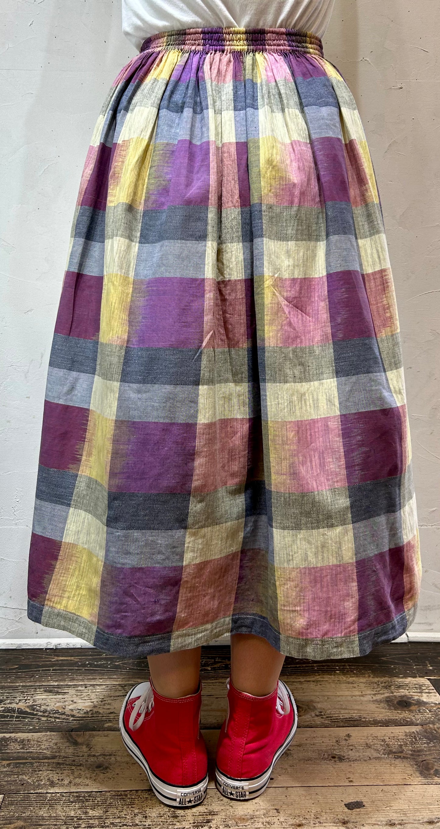 Vintage Plaid Cotton Skirt [C26613]