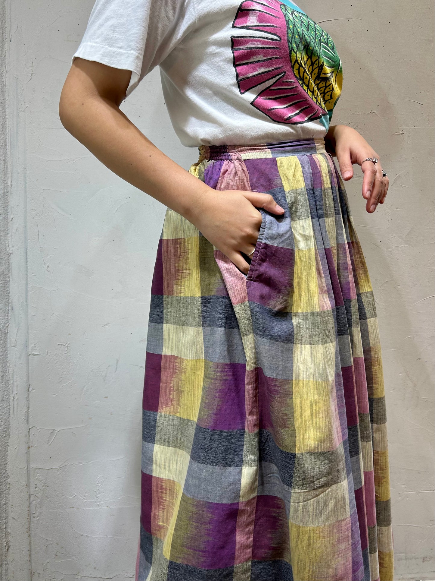 Vintage Plaid Cotton Skirt [C26613]