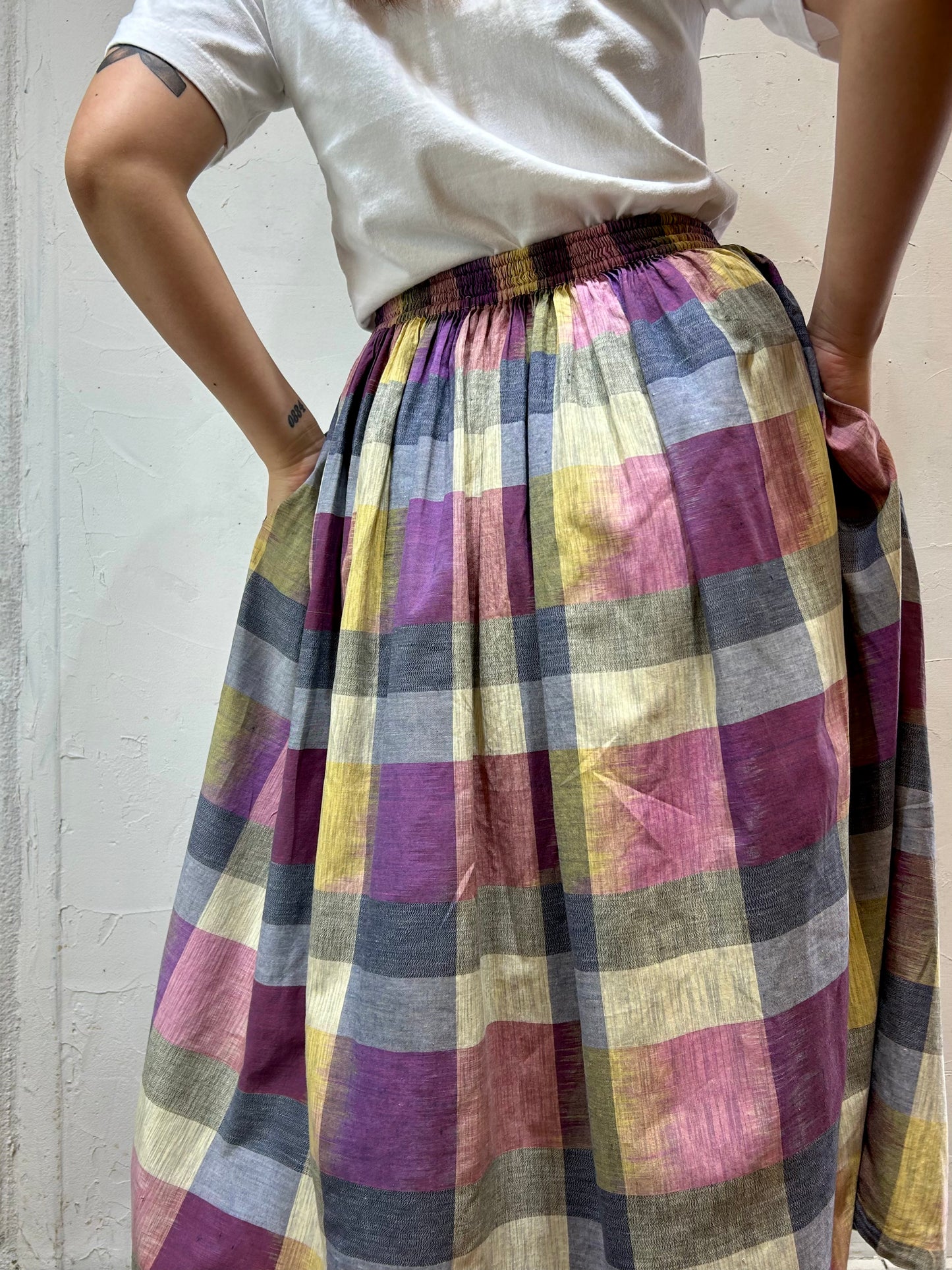 Vintage Plaid Cotton Skirt [C26613]