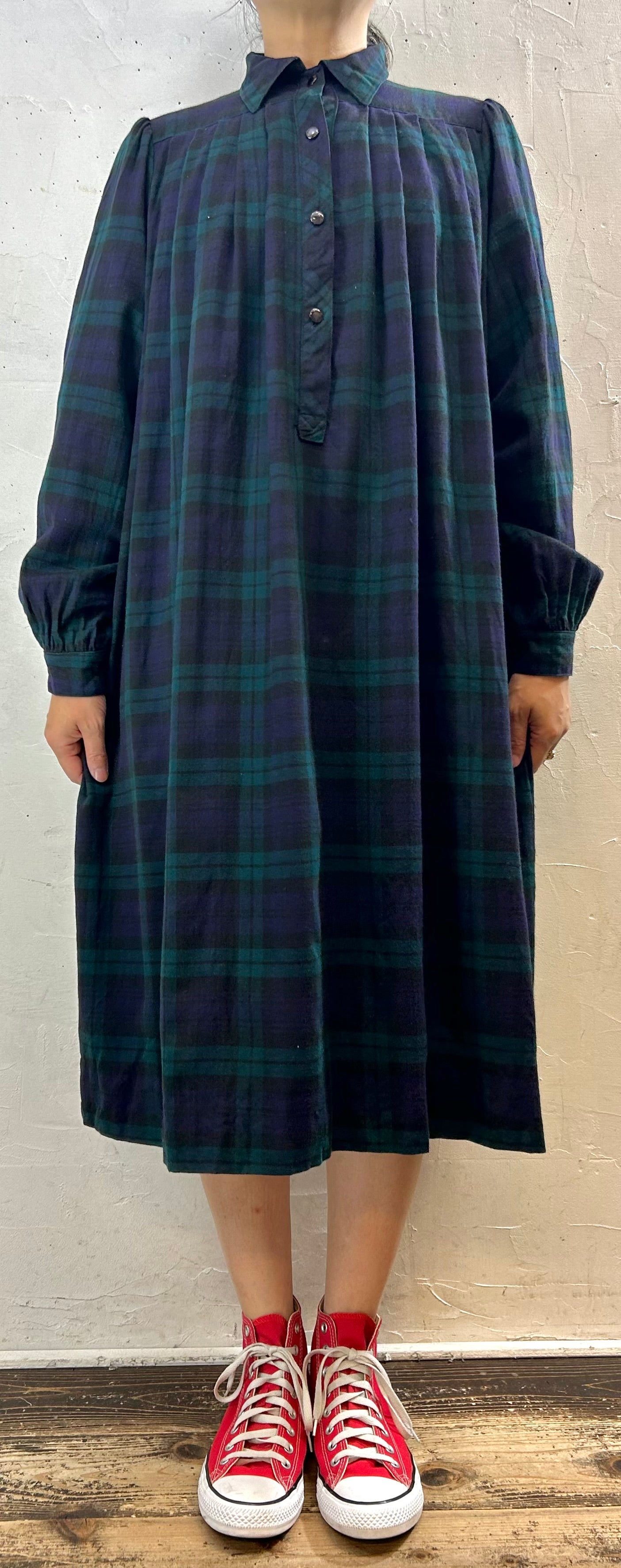 ’80s Vintage Black Watch Dress 〜Laura Ashley & VIYELLA〜 [H28309]