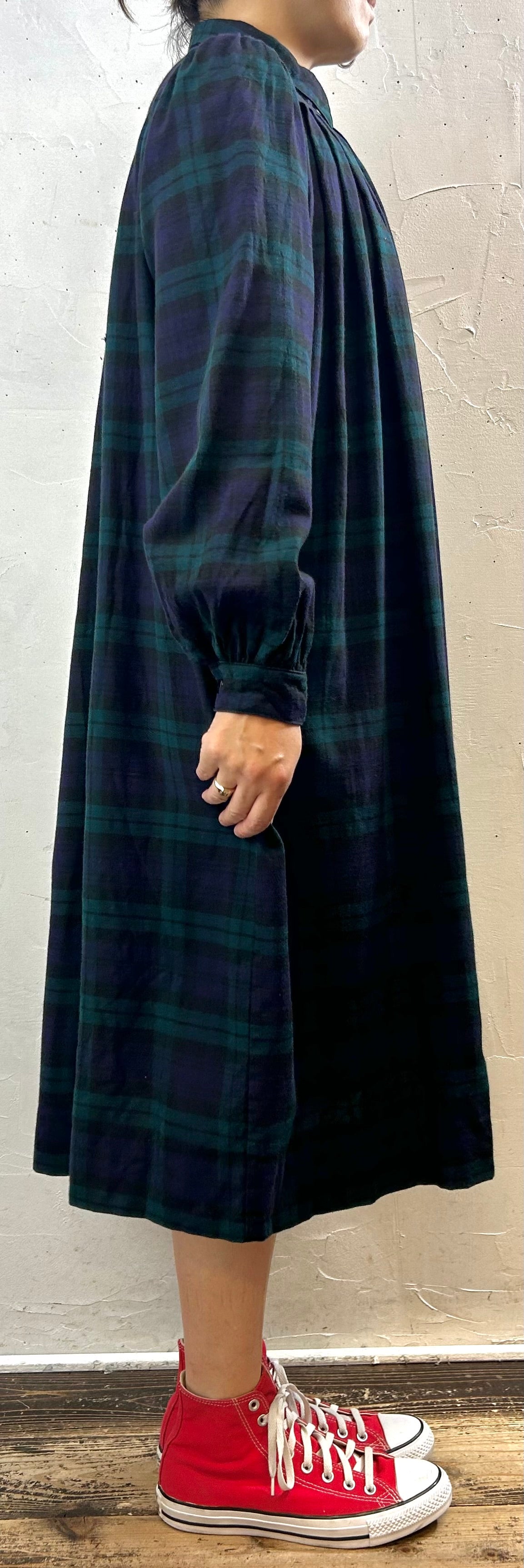 ’80s Vintage Black Watch Dress 〜Laura Ashley & VIYELLA〜 [H28309]