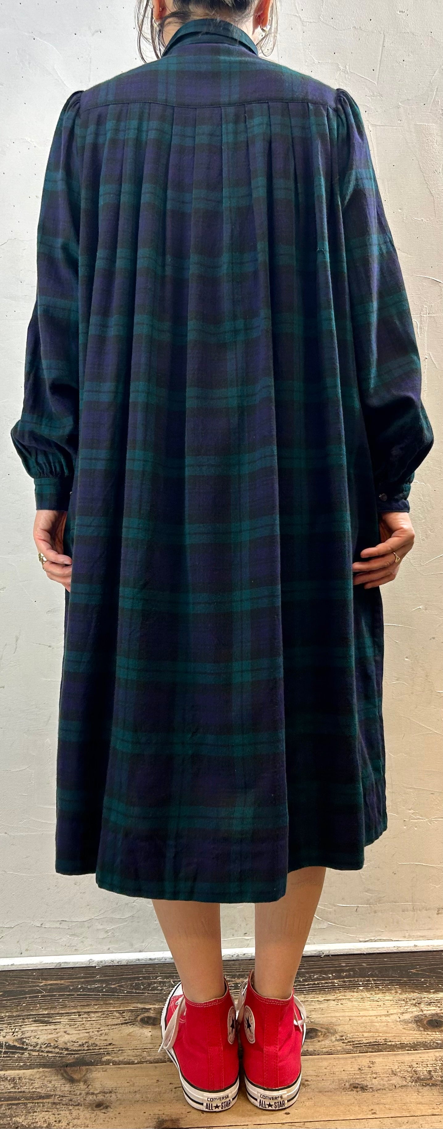 ’80s Vintage Black Watch Dress 〜Laura Ashley & VIYELLA〜 [H28309]