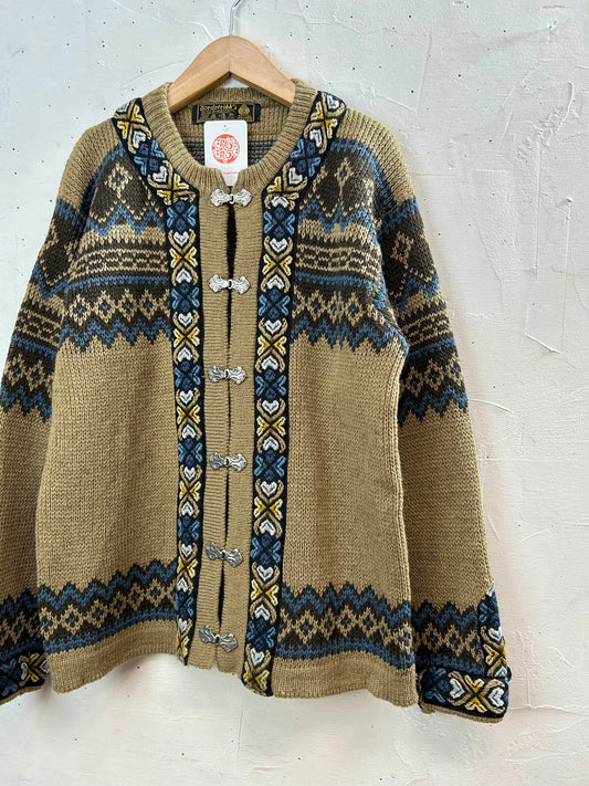 Vintage Nordic Knit Cardigan  MADE IN NORWAY [L29196]