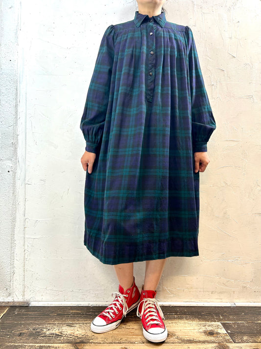 ’80s Vintage Black Watch Dress 〜Laura Ashley & VIYELLA〜 [H28309]