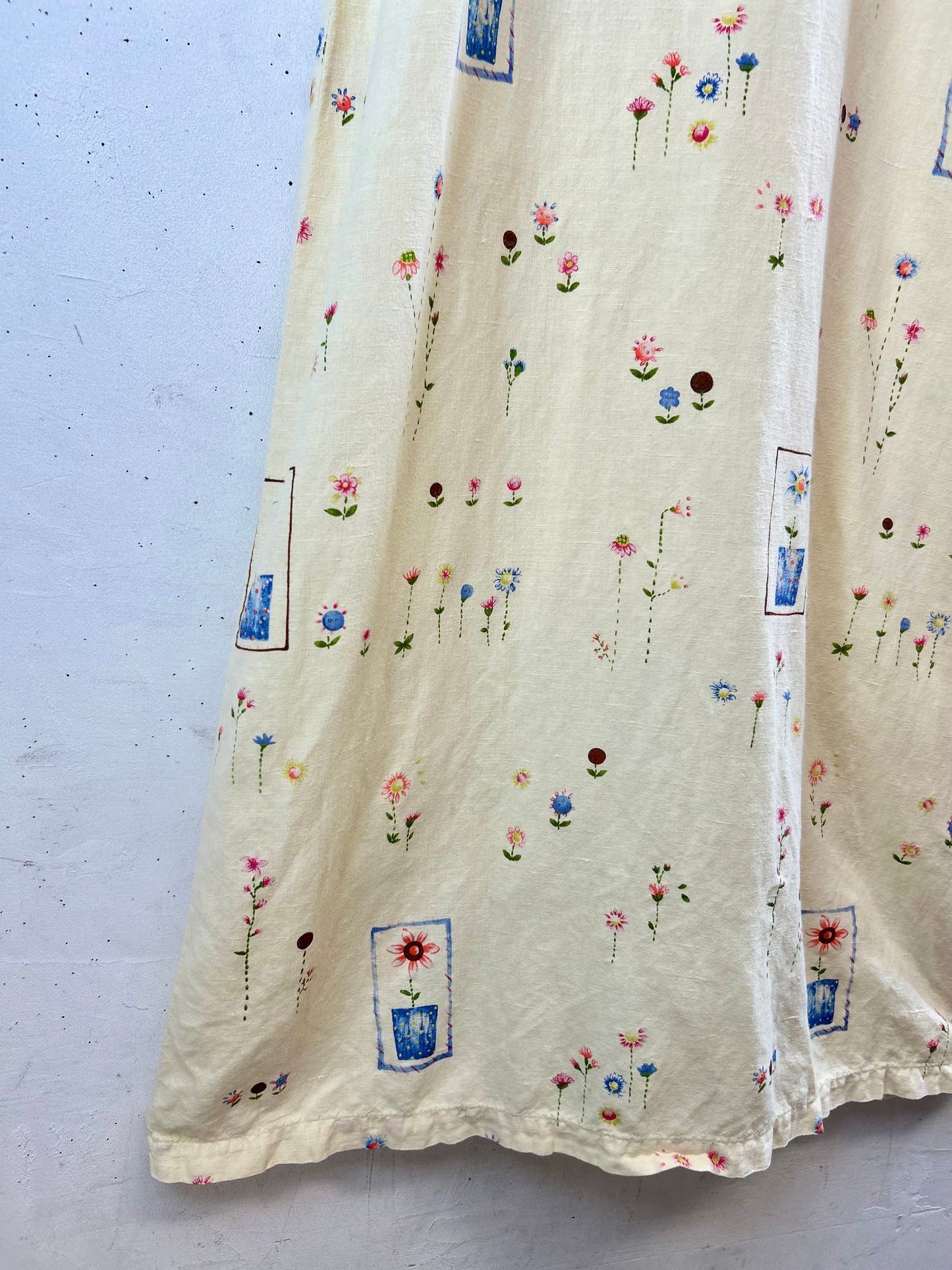 Vintage Linen & Cotton Dress MADE IN USA [F30477]