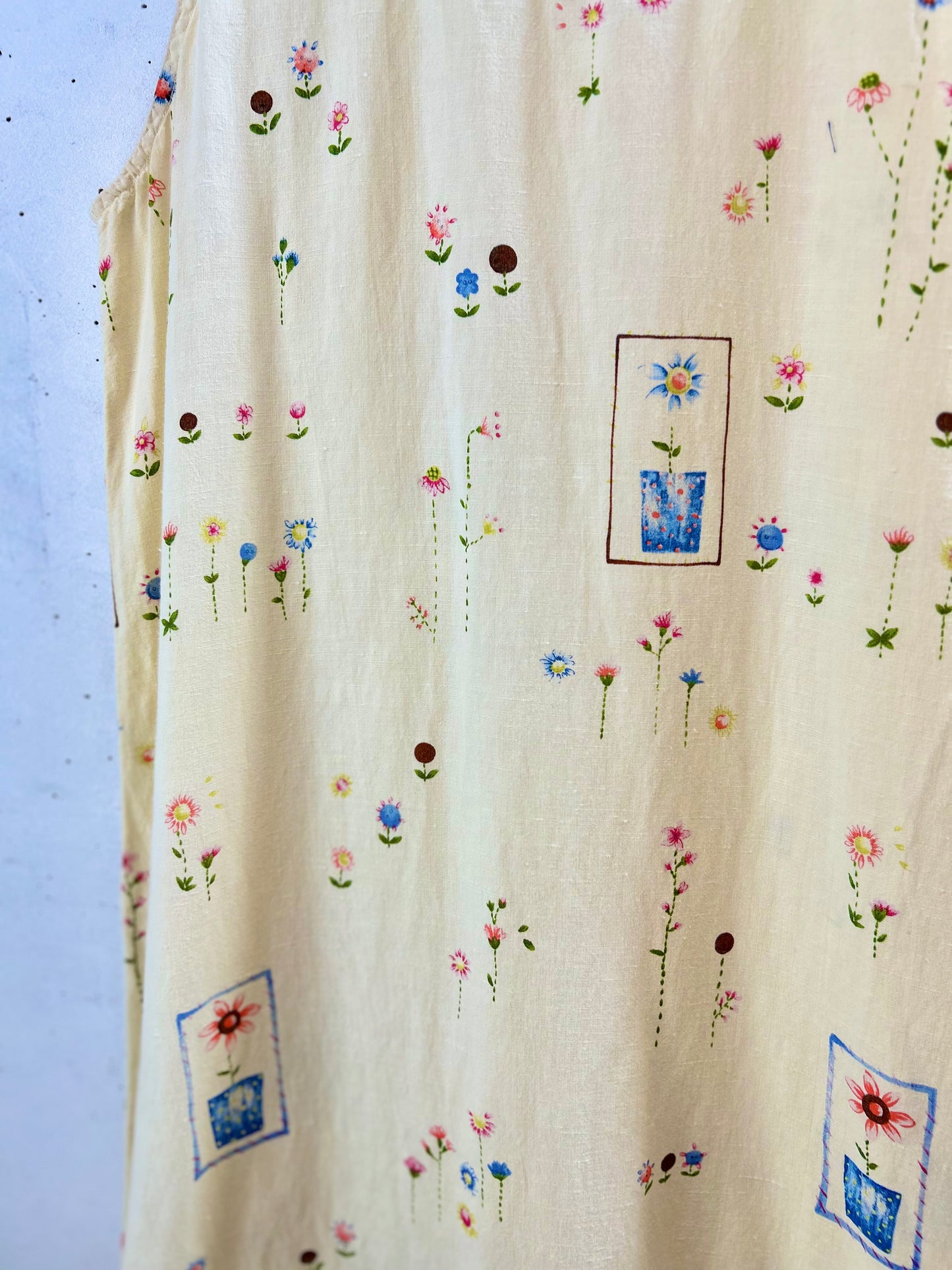 Vintage Linen & Cotton Dress MADE IN USA [F30477]
