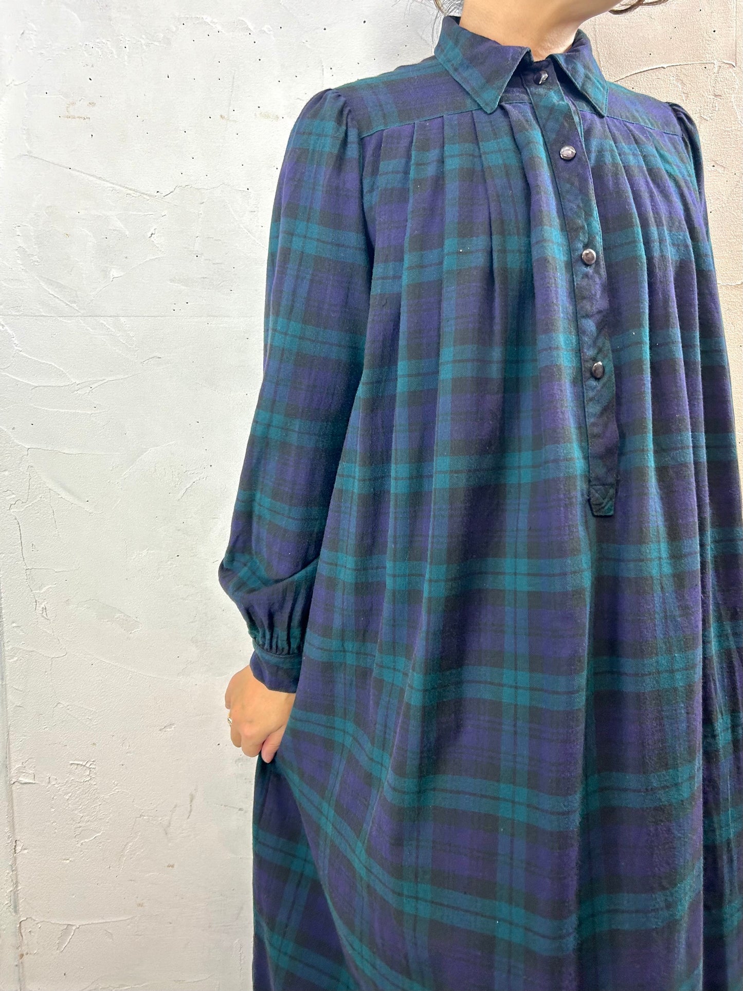 ’80s Vintage Black Watch Dress 〜Laura Ashley & VIYELLA〜 [H28309]