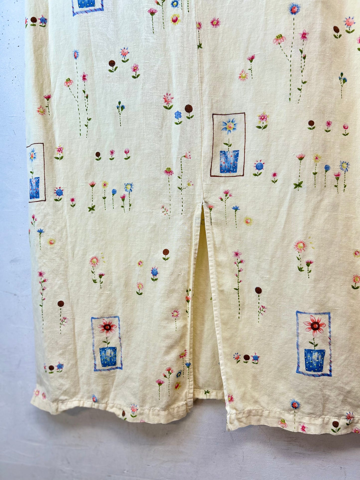 Vintage Linen & Cotton Dress MADE IN USA [F30477]