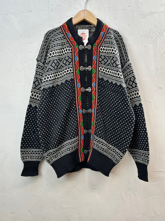 Vintage Nordic Knit Cardigan  MADE IN NORWAY [L29197]