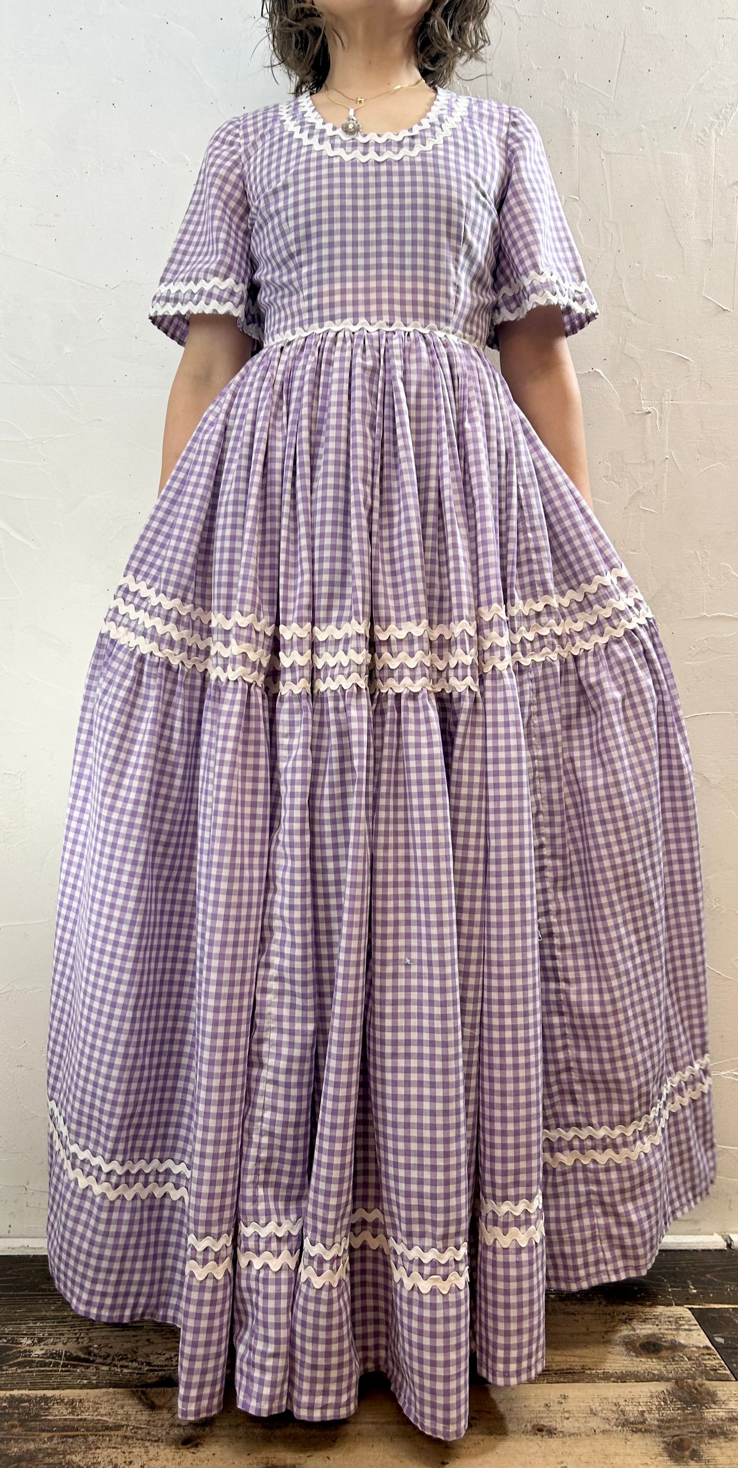 ’70s Gingham Plaid Dress [F27647]