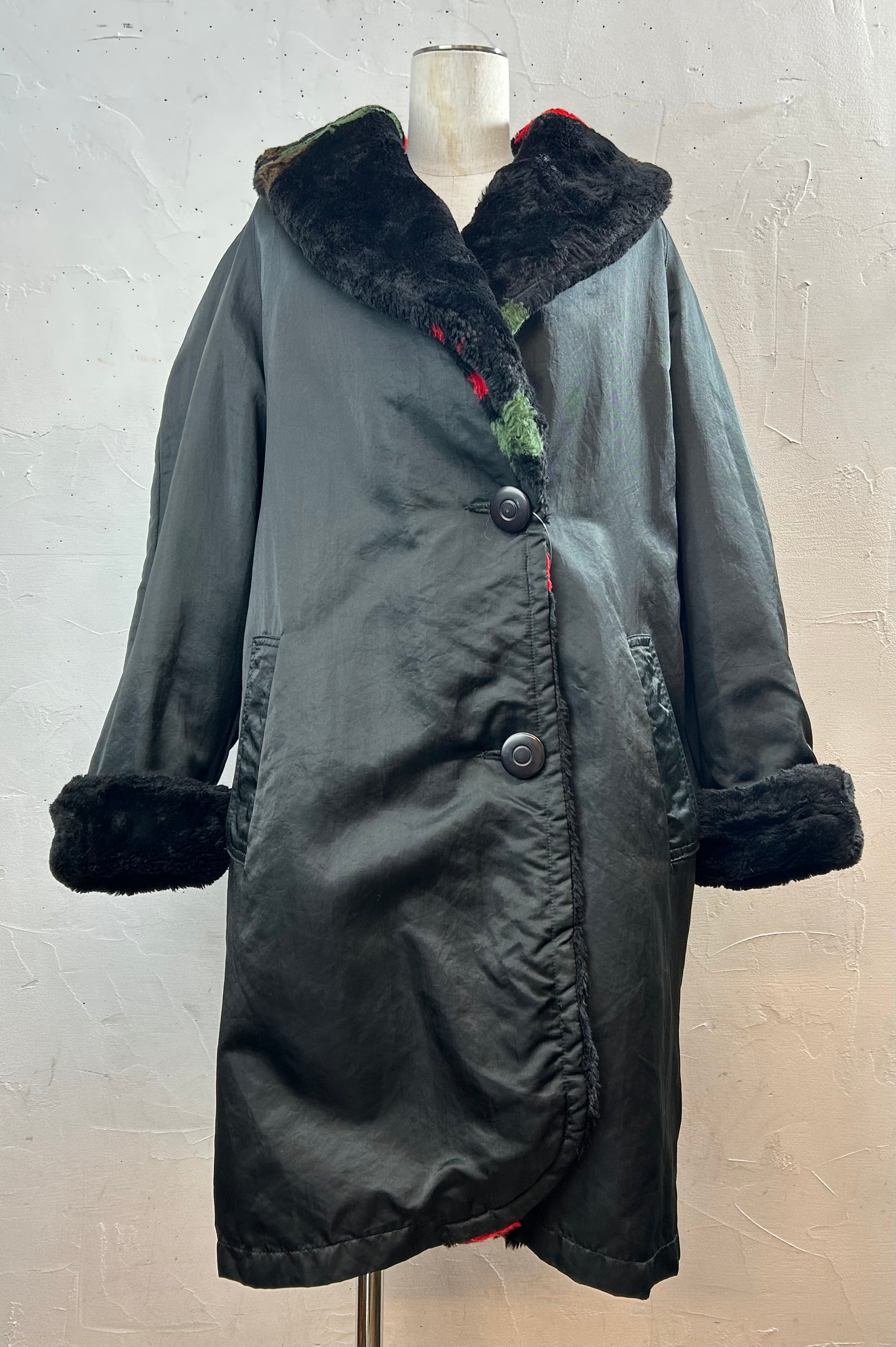 Vintage Reversible Eco Fur Coat [L29202]