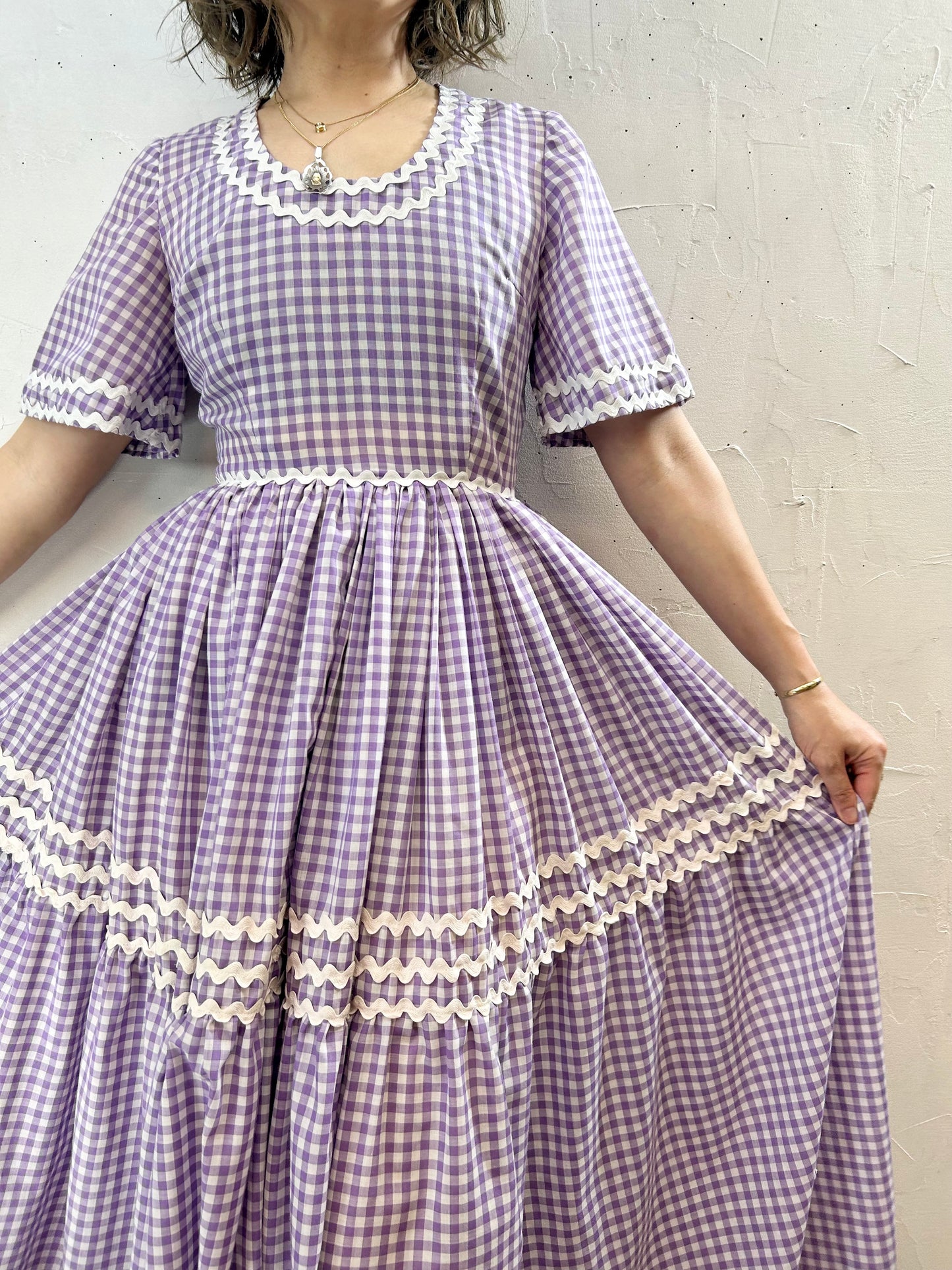 ’70s Gingham Plaid Dress [F27647]