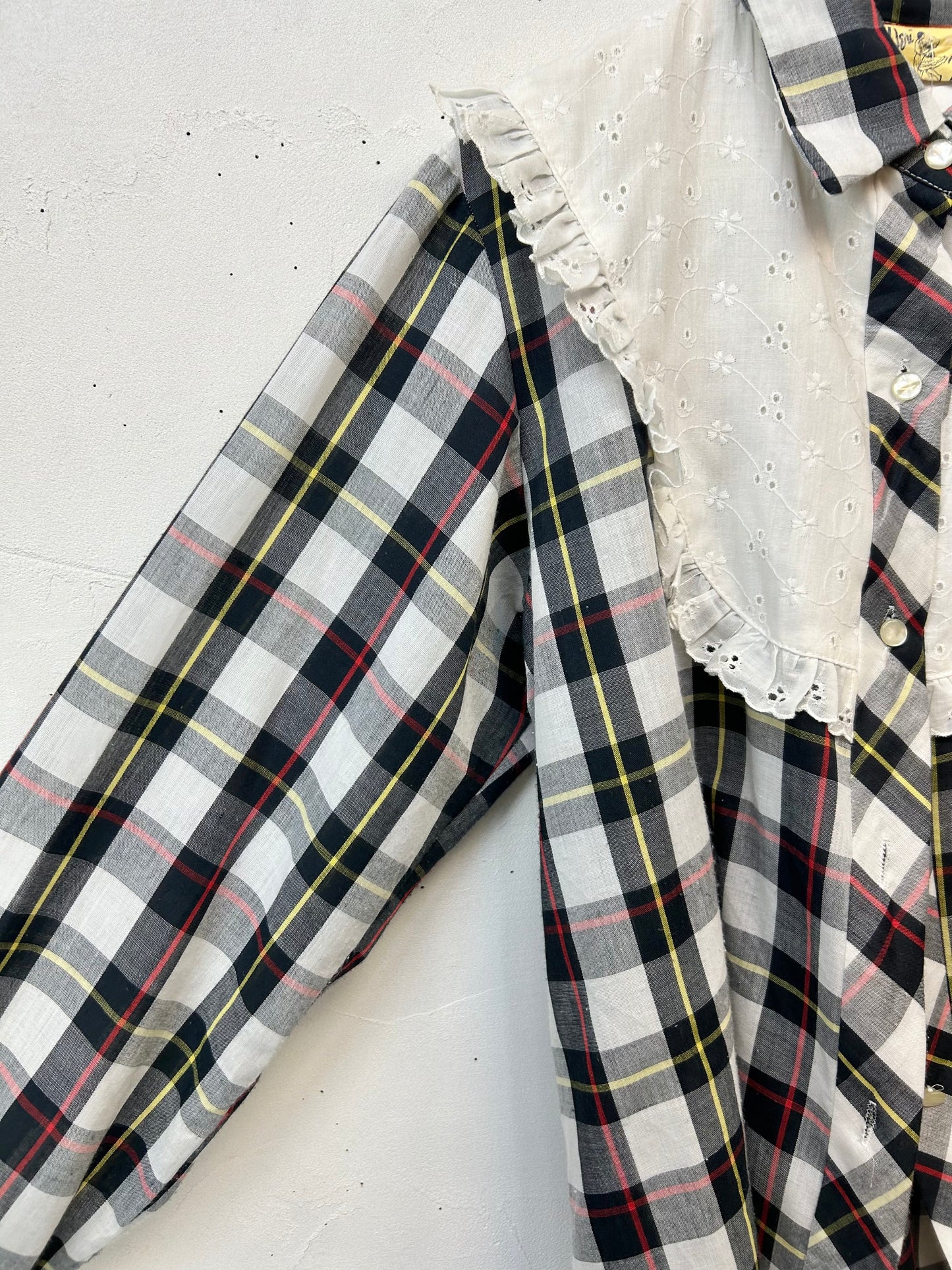 Vintage Plaid Blouse MADE IN USA [E27197]