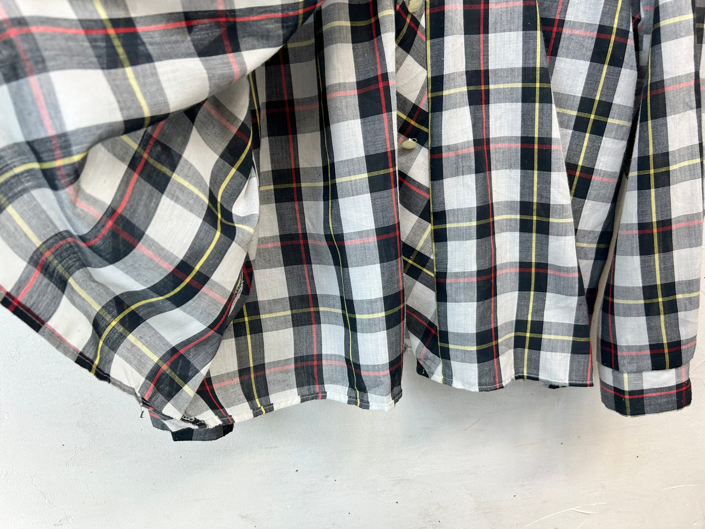 Vintage Plaid Blouse MADE IN USA [E27197]