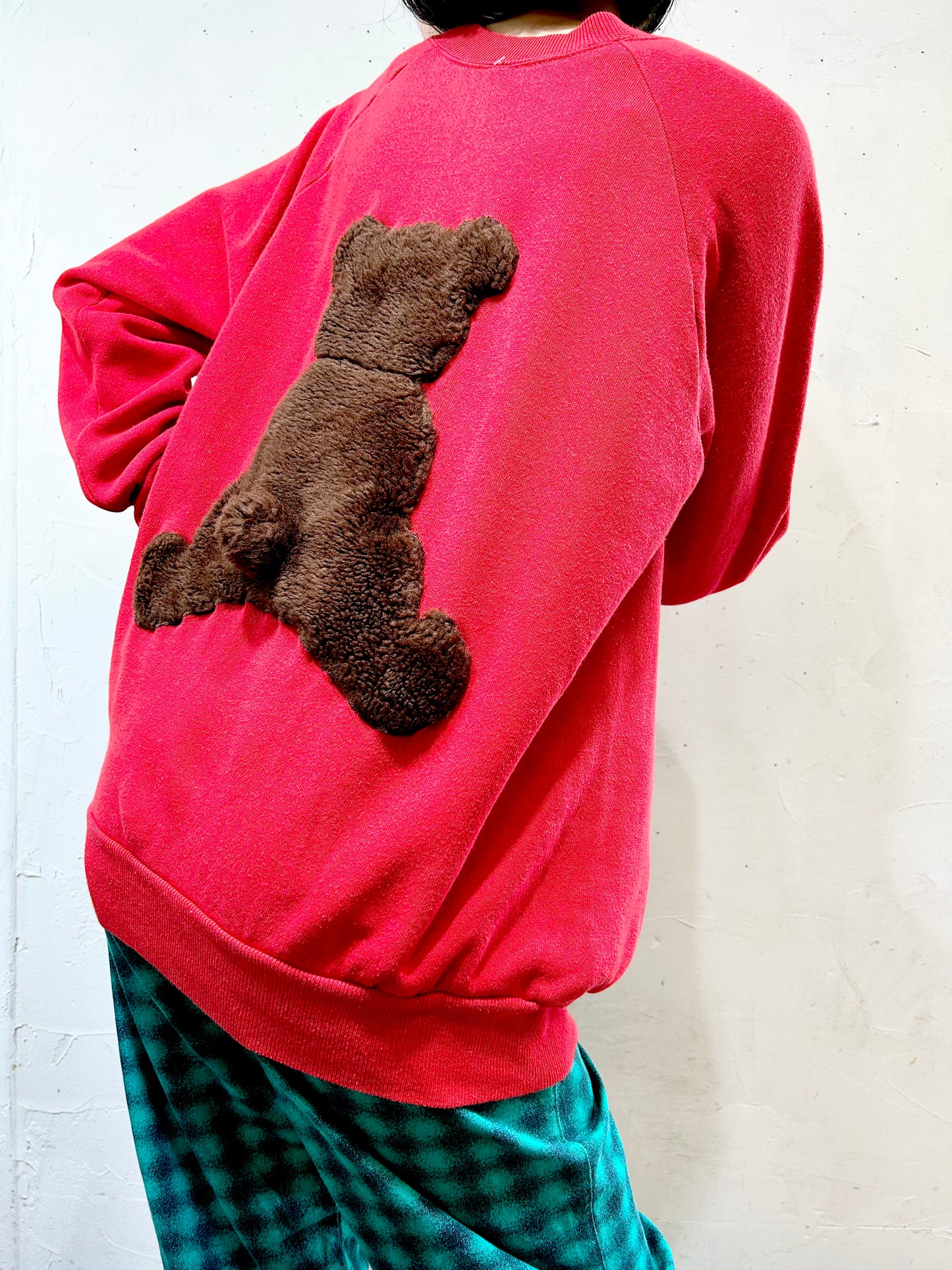 Vintage Teddy Bear Patch Sweat MADE IN USA [I25060]