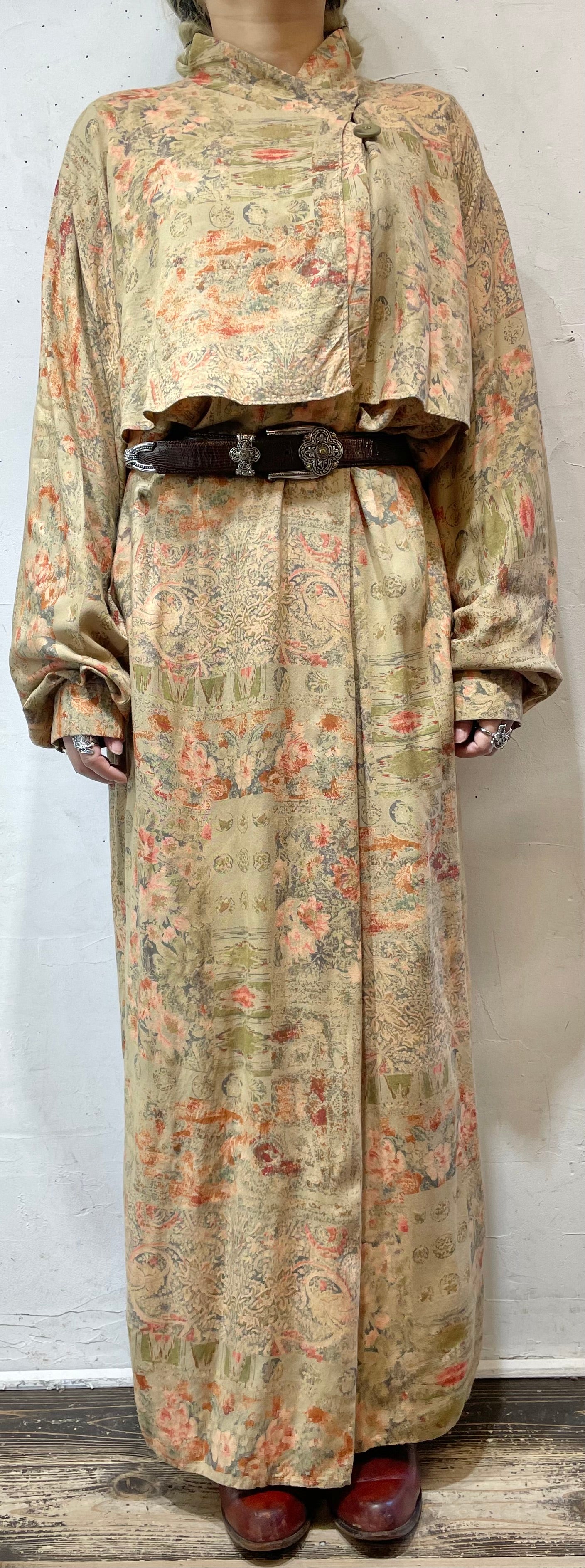 Vintage Rayon Dress MADE IN USA [L25736]