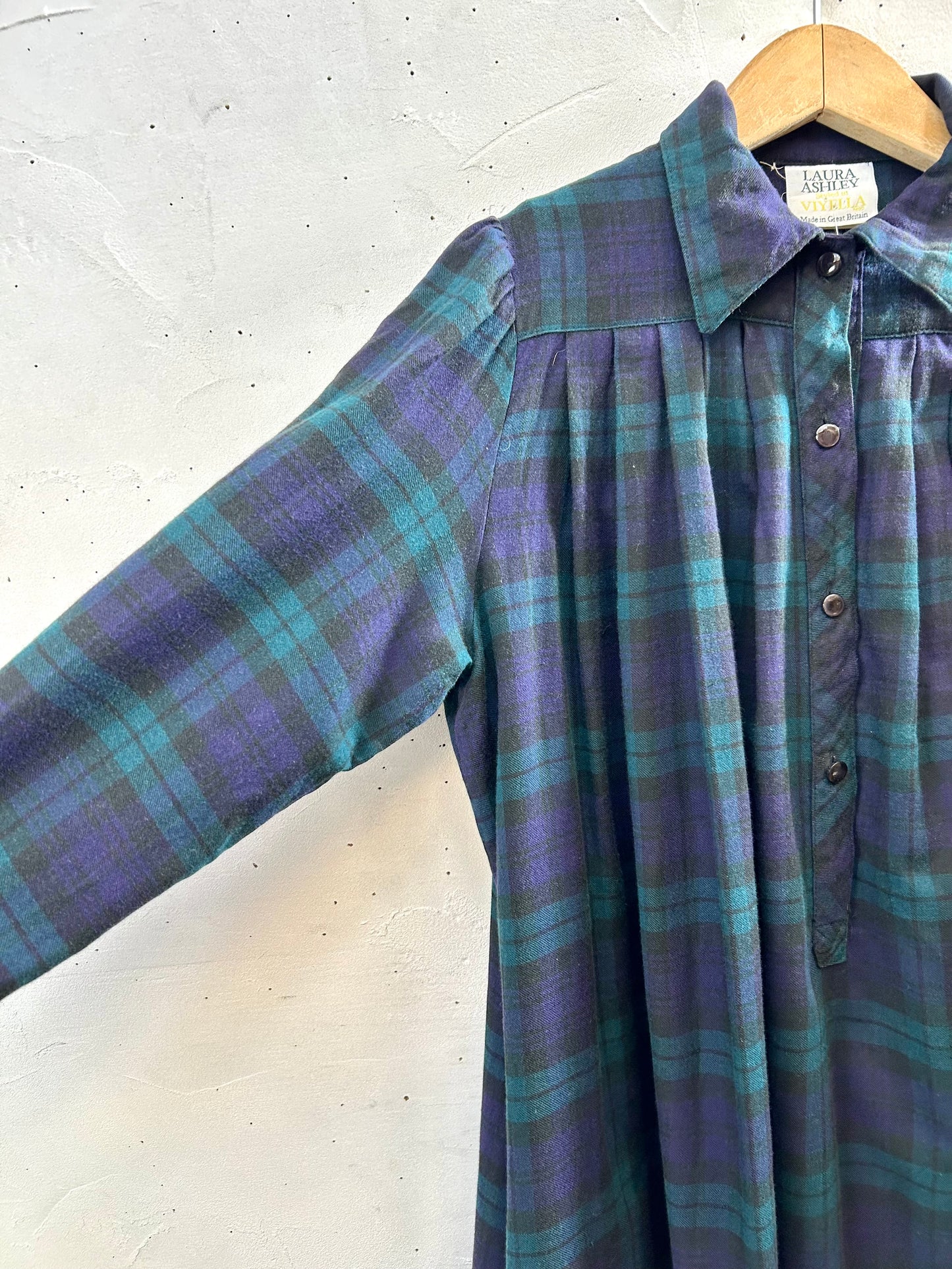 ’80s Vintage Black Watch Dress 〜Laura Ashley & VIYELLA〜 [H28309]