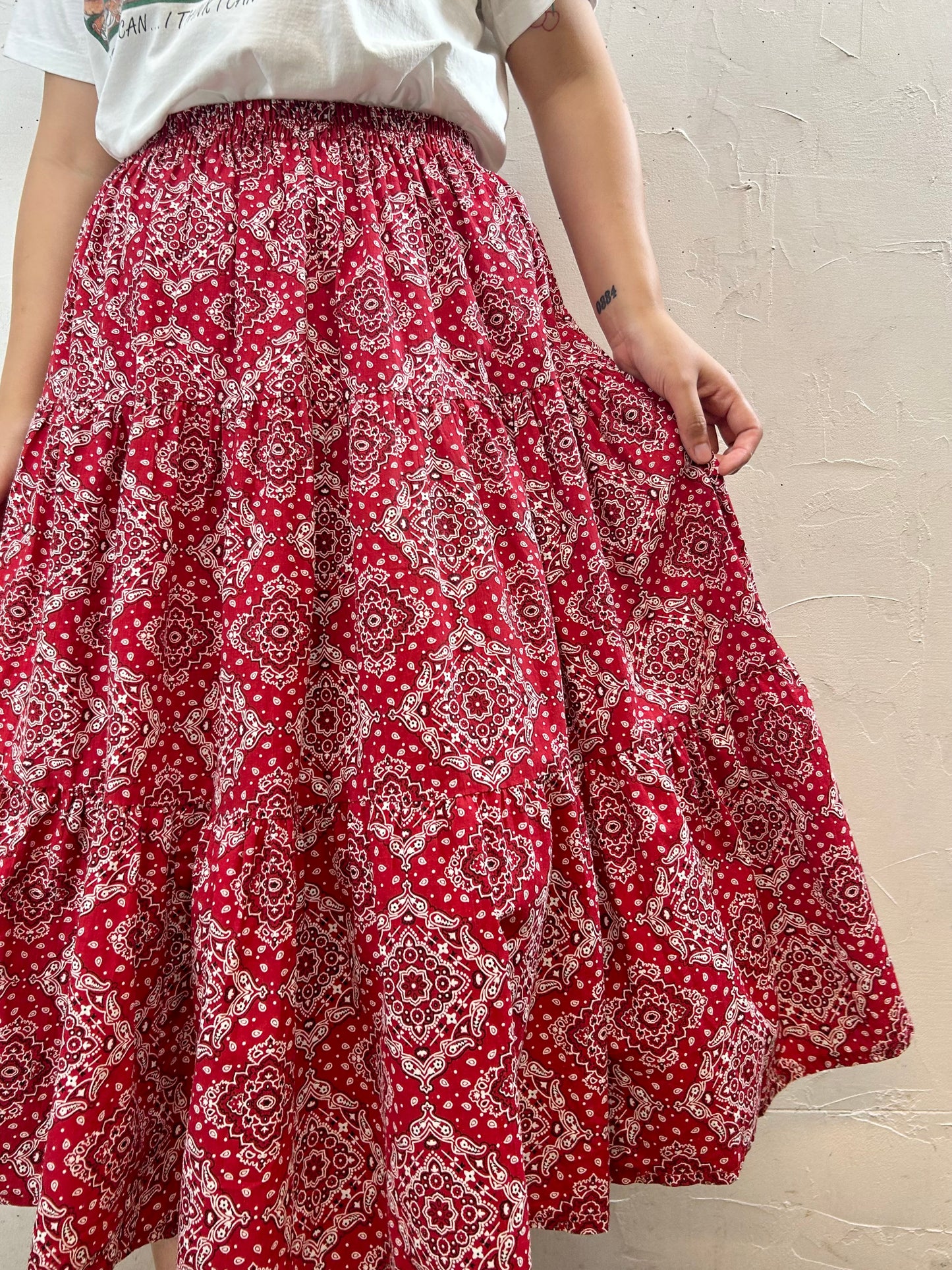 Vintage Tiered Skirt MADE IN USA [F27638]