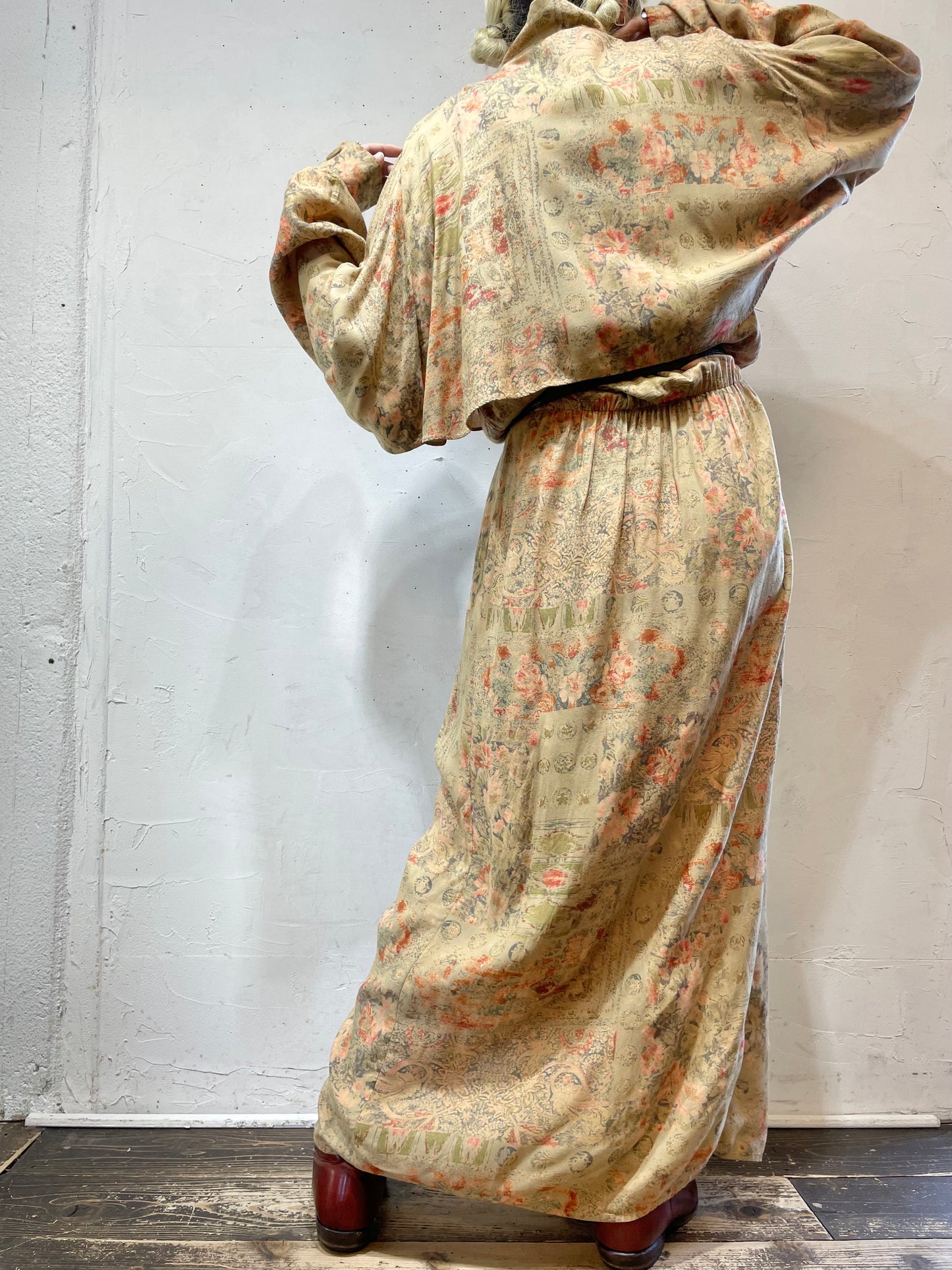 Vintage Rayon Dress MADE IN USA [L25736]