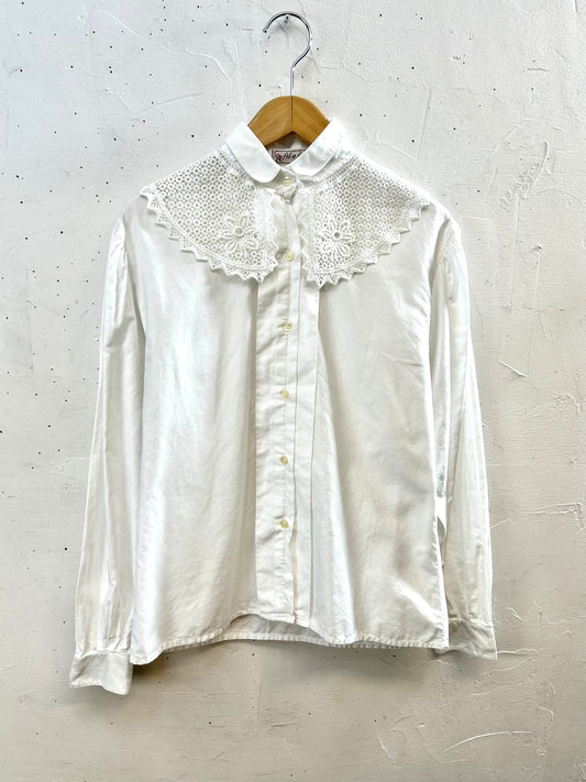 Vintage White Blouse MADE IN FRANCE [H28307]