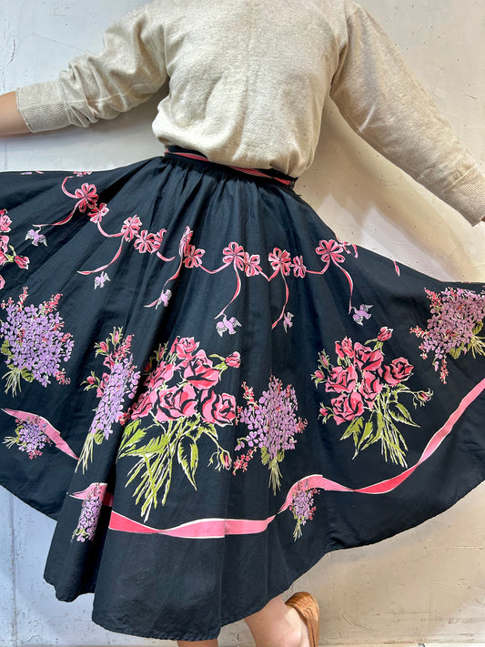 ’50s Vintage End Pattern Circular Skirt [J25398]