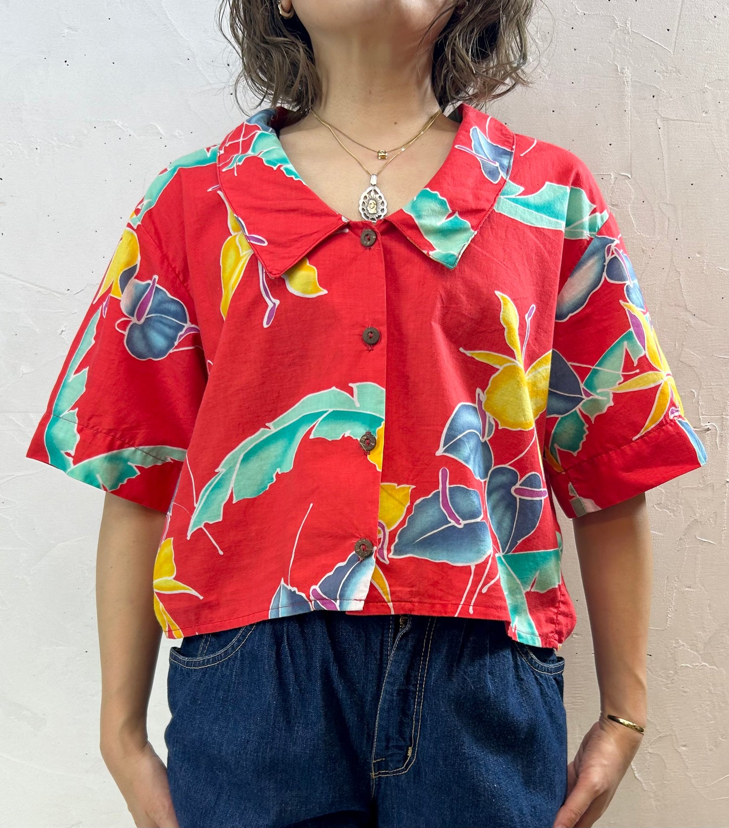 Vintage Aloha Shirt MADE IN USA [F27644]