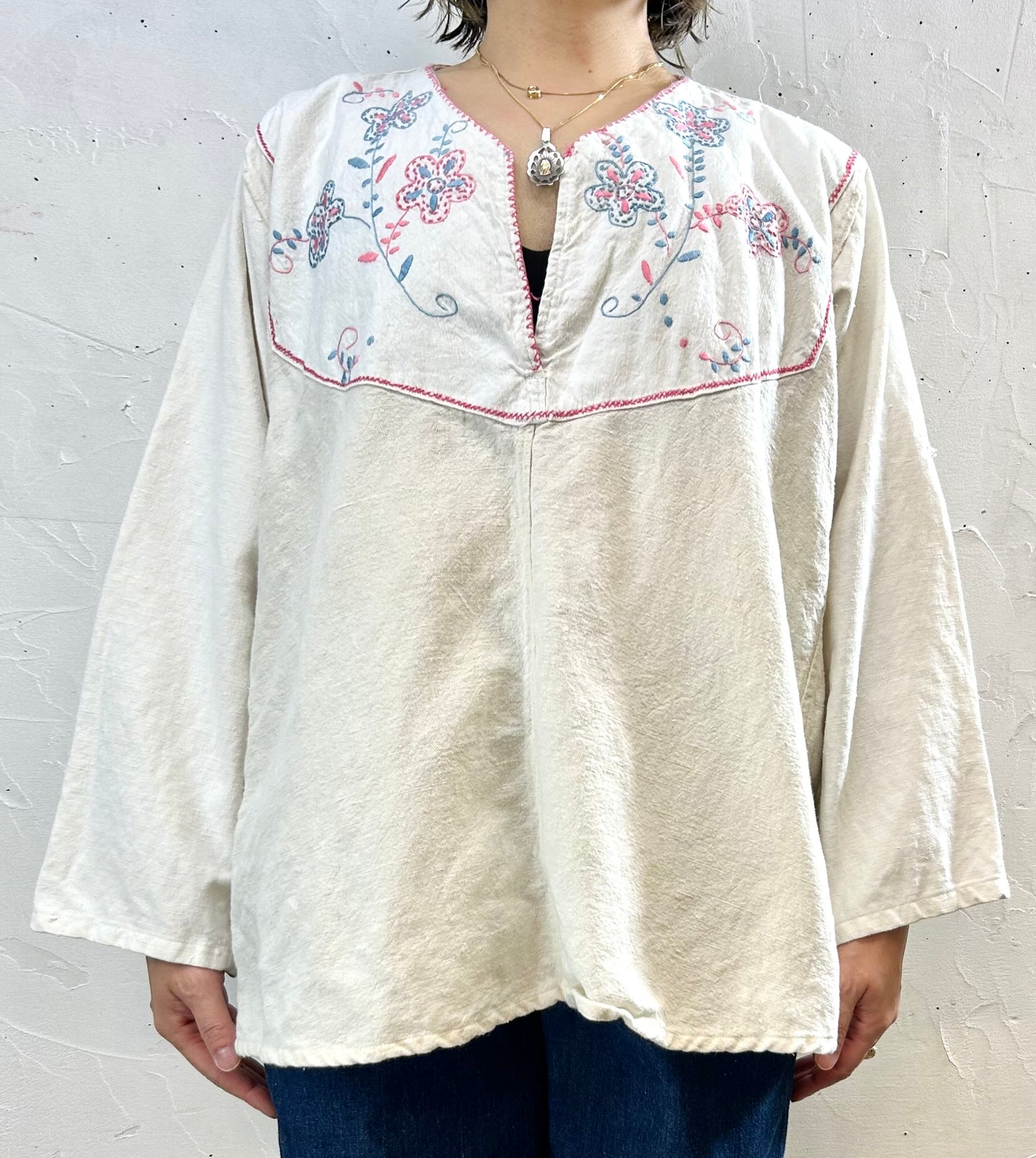 Vintage Flower Hand Embroidery Tunic [F27806]