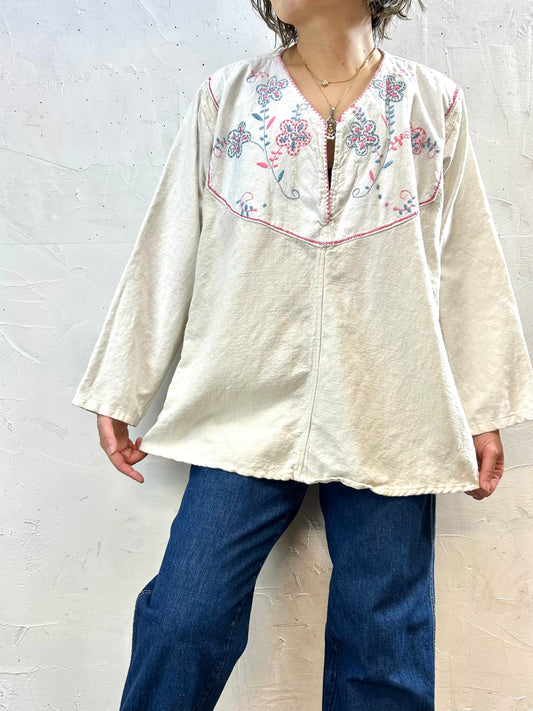 Vintage Flower Hand Embroidery Tunic [F27806]