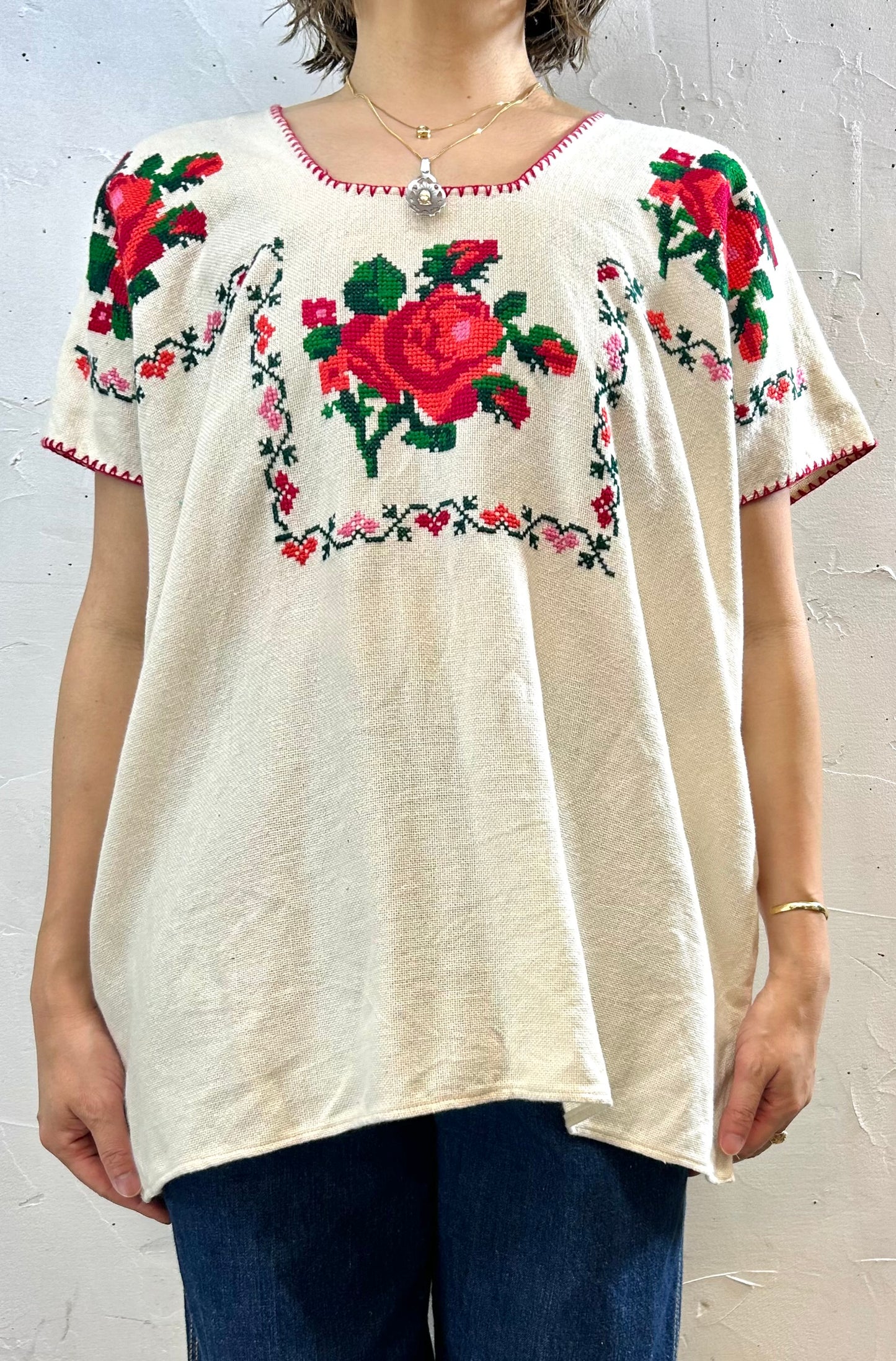 Vintage Flower Hand Embroidery Tunic [F27810]