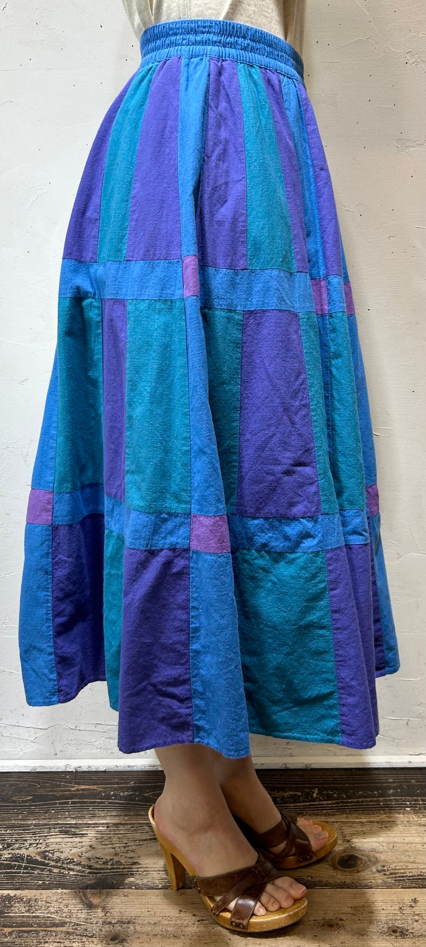 Vintage Cotton Patchwork Skirt MADE IN W .GERMANY [C26625]