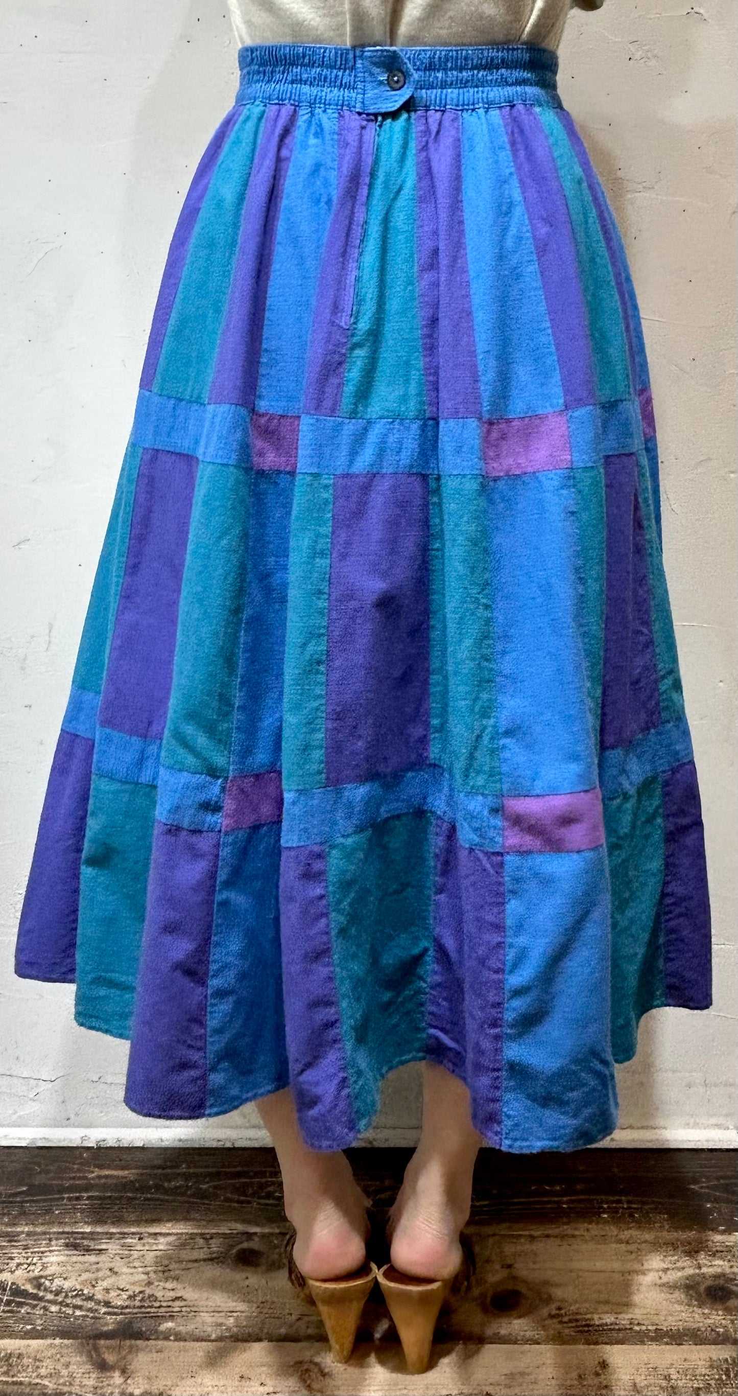 Vintage Cotton Patchwork Skirt MADE IN W .GERMANY [C26625]