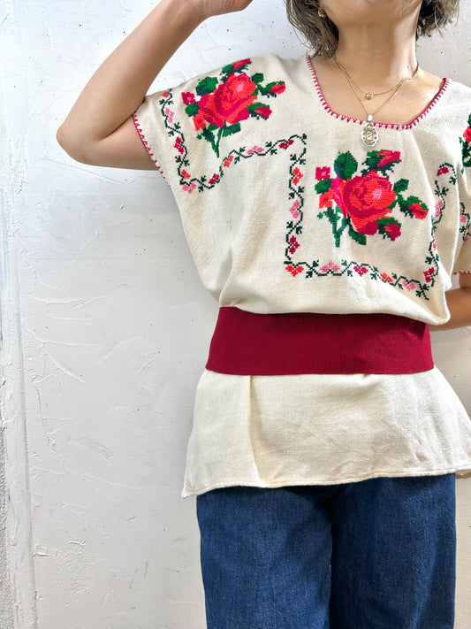 Vintage Flower Hand Embroidery Tunic [F27810]