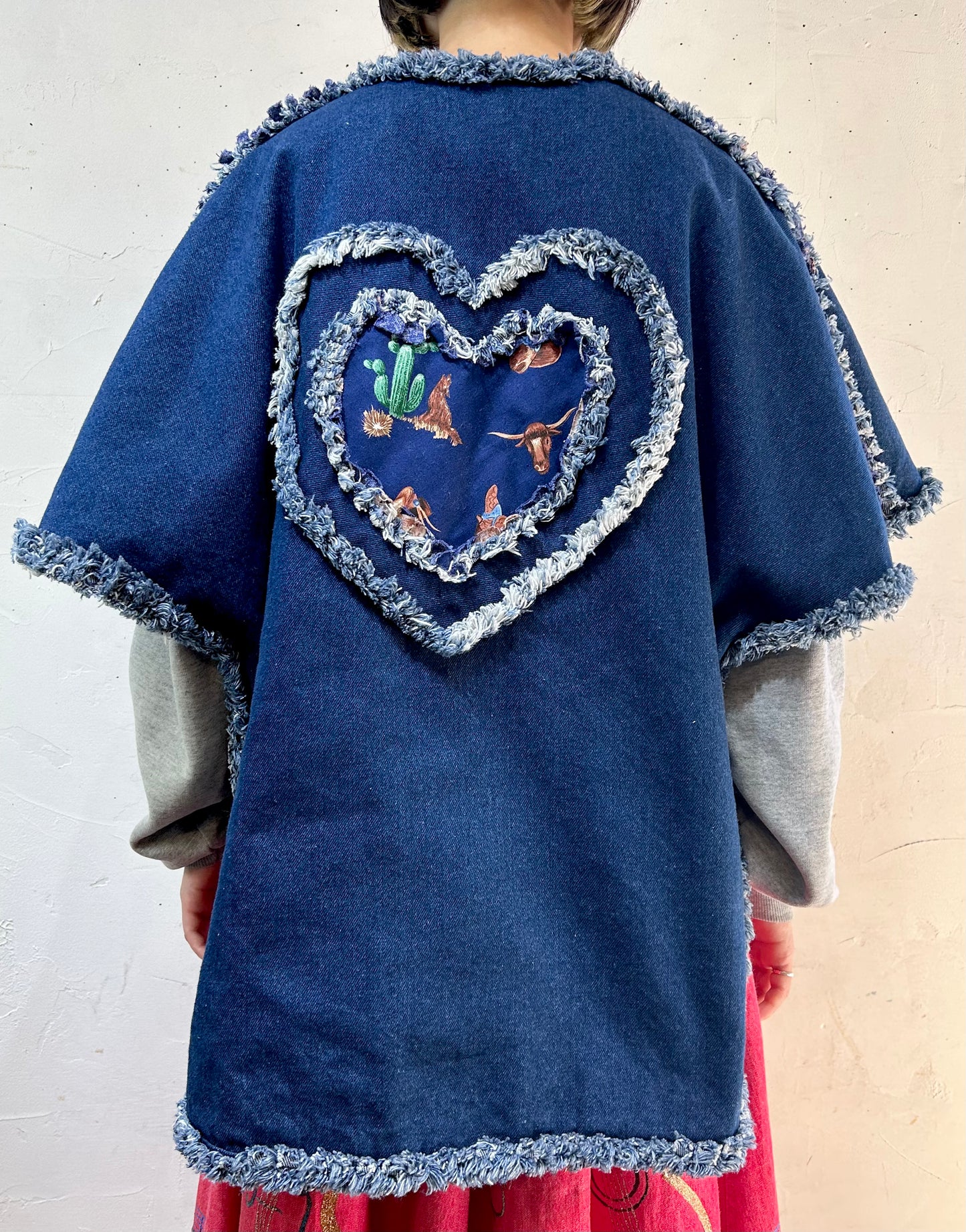 Vintage Fringe & Heart Denim Jacket [I25066]